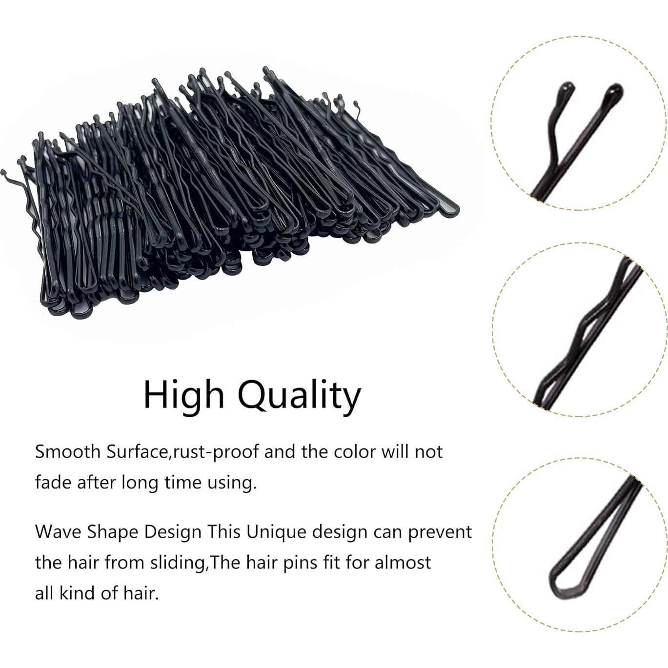 100 Pasadores de Pelo Kanprincess Negro con Caja Almacenamiento