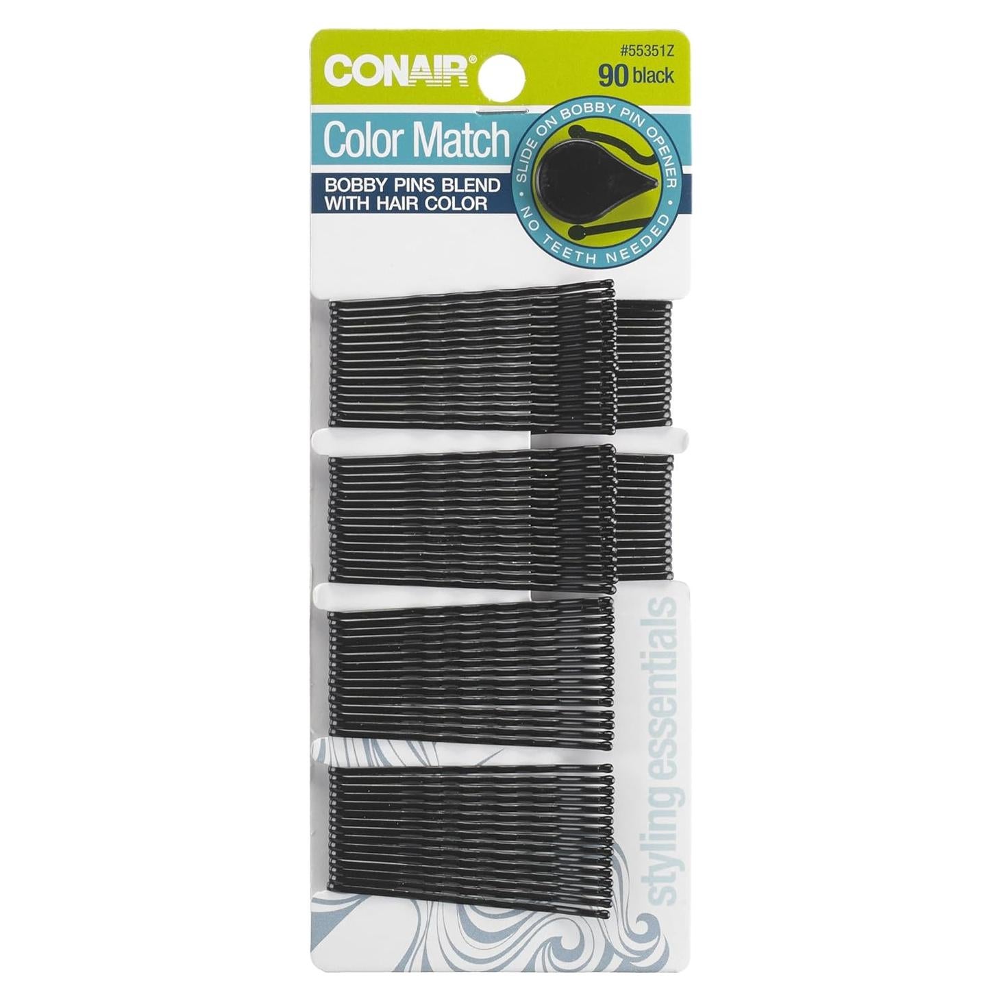 Pasadores de Pelo Conair Esenciales 90 Unidades Negros