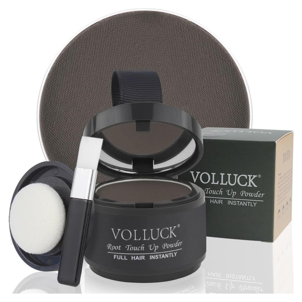 Polvo Retoque Raíces VOLLUCK Marrón Oscuro 3.98g - Cubre Cabello Gris