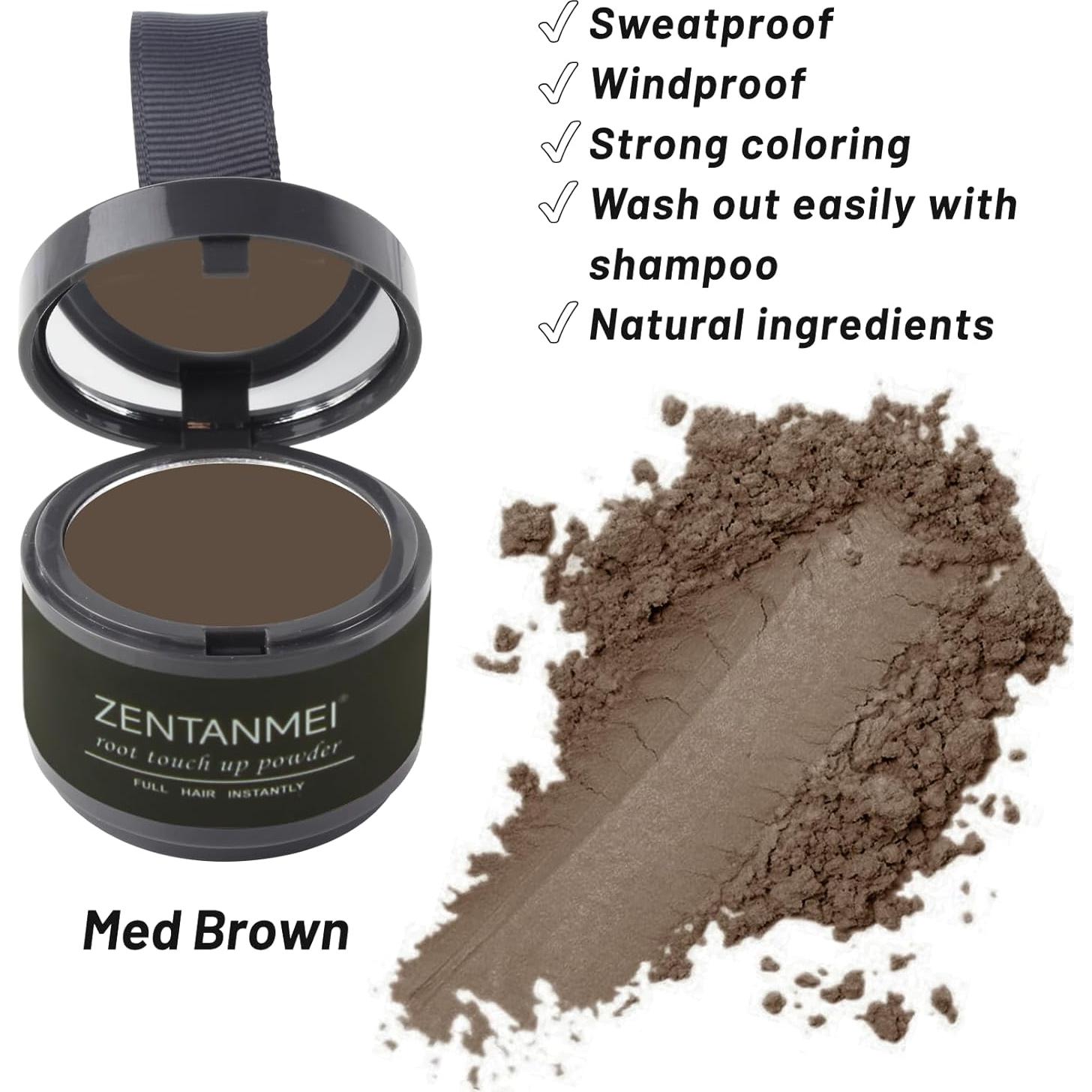 Polvo Retoque Raíces ZENTANMEI 4g Marrón Medio - Cobertura Canas