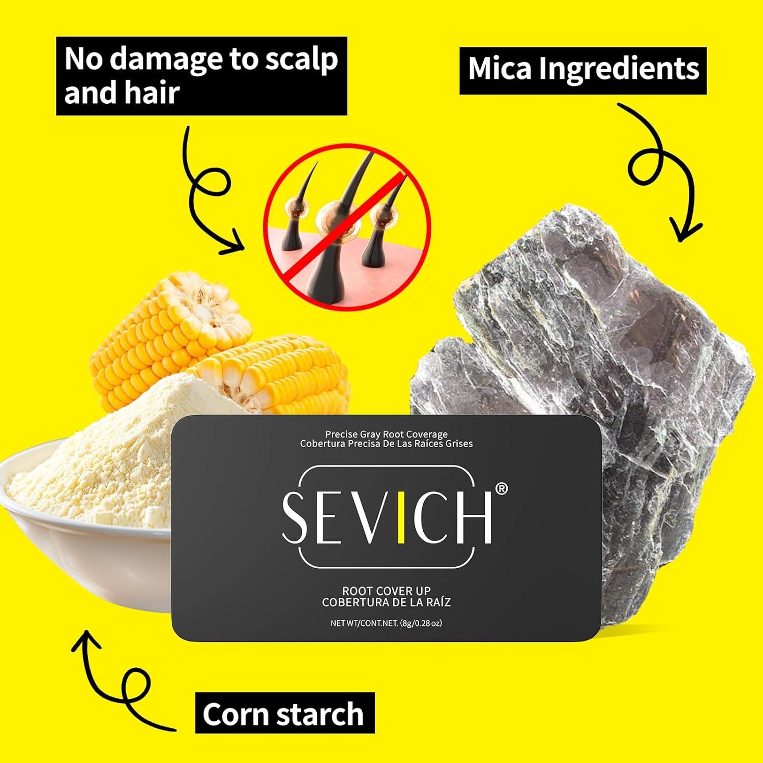Polvo para Cabello SEVICH Negro 8g - Cubre Raíces y Canas