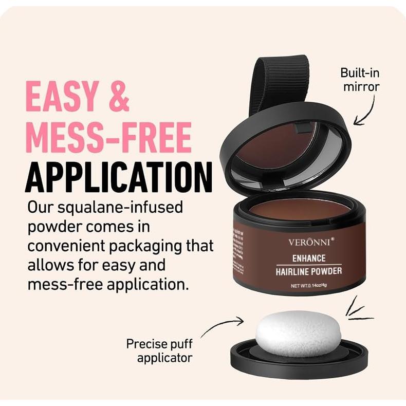 Polvo Sombra para Cabello VERONNI 28g - Marrón Medio, Cubrimiento Raíces