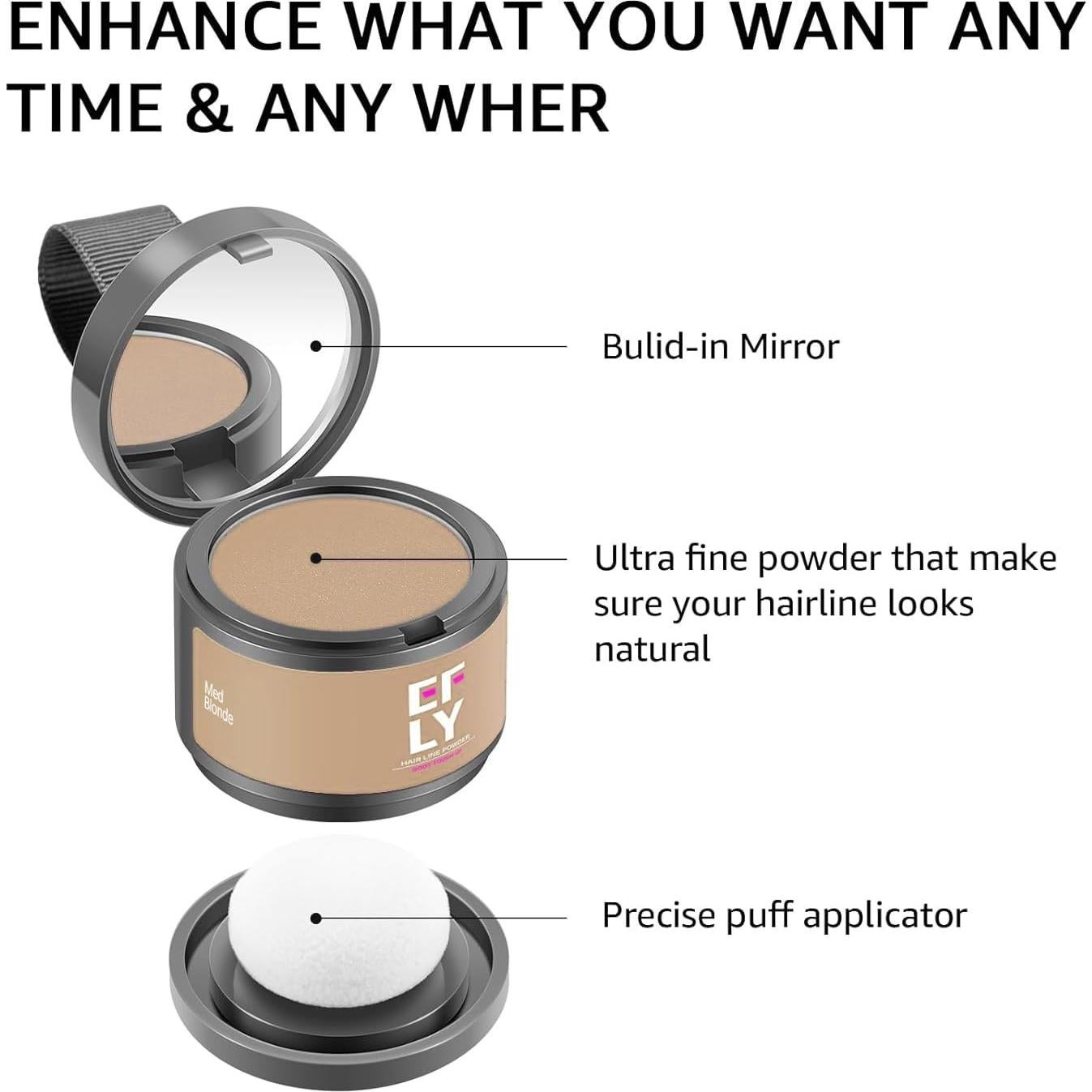 Polvo Retocador de Raíces EFLY 4g Rubio Medio - Cubrir Grises