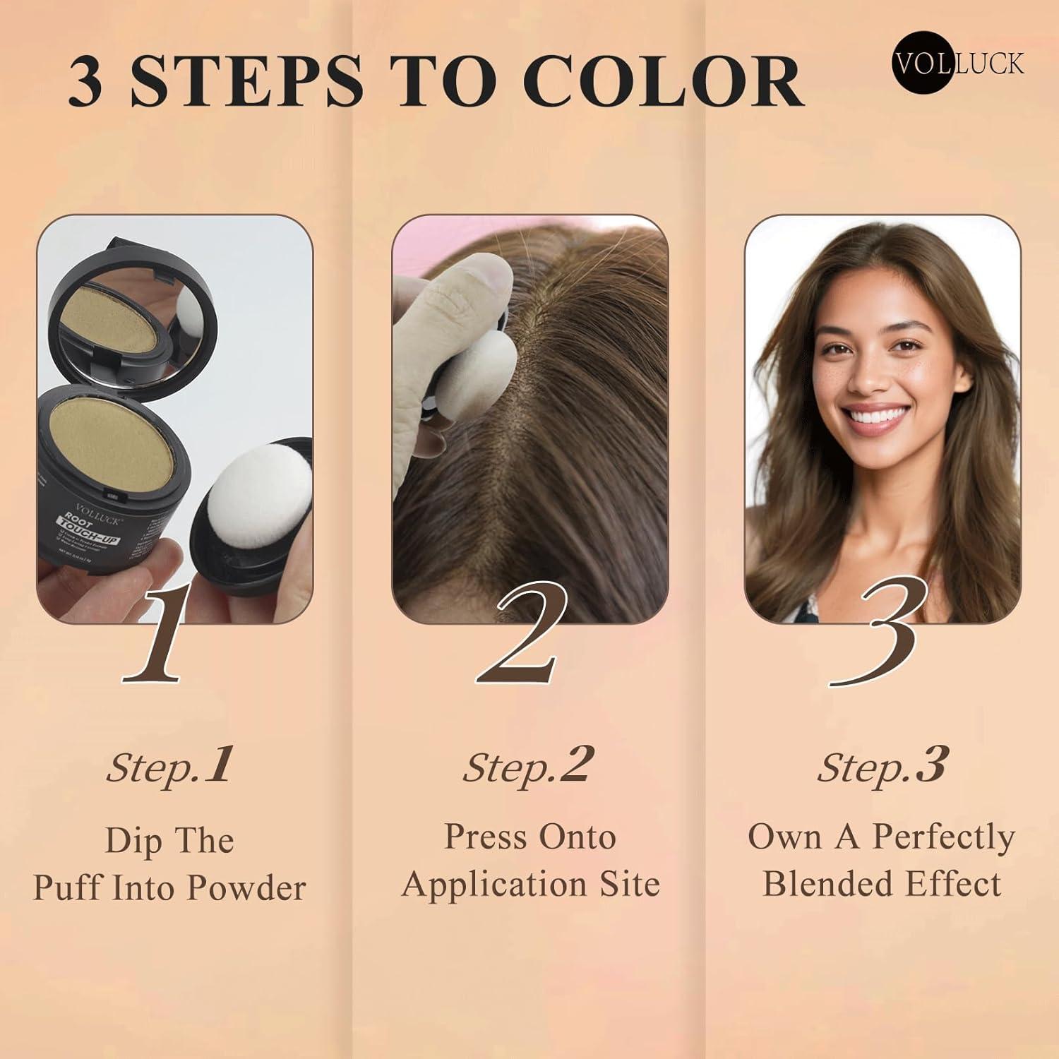 Polvo para Cabello VOLLUCK Negro - Cubre Raíces Grises y Volumen