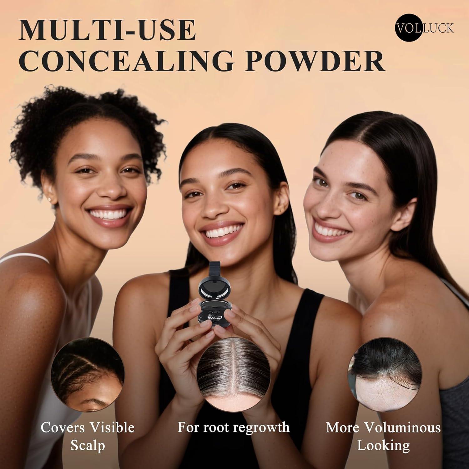 Polvo para Cabello VOLLUCK Negro - Cubre Raíces Grises y Volumen