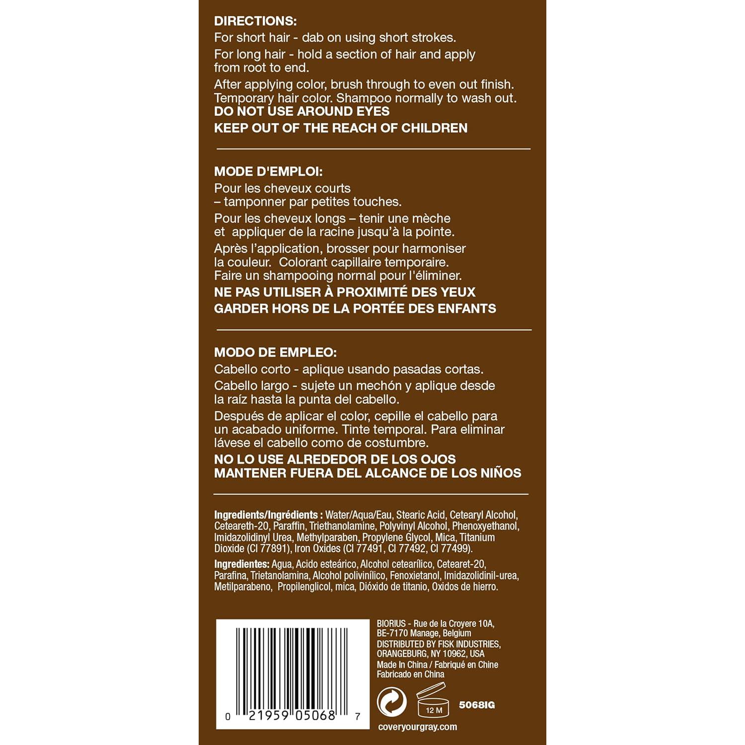 Cepillo En Varita Cubre Cabello Gris Fisk Marrón Oscuro