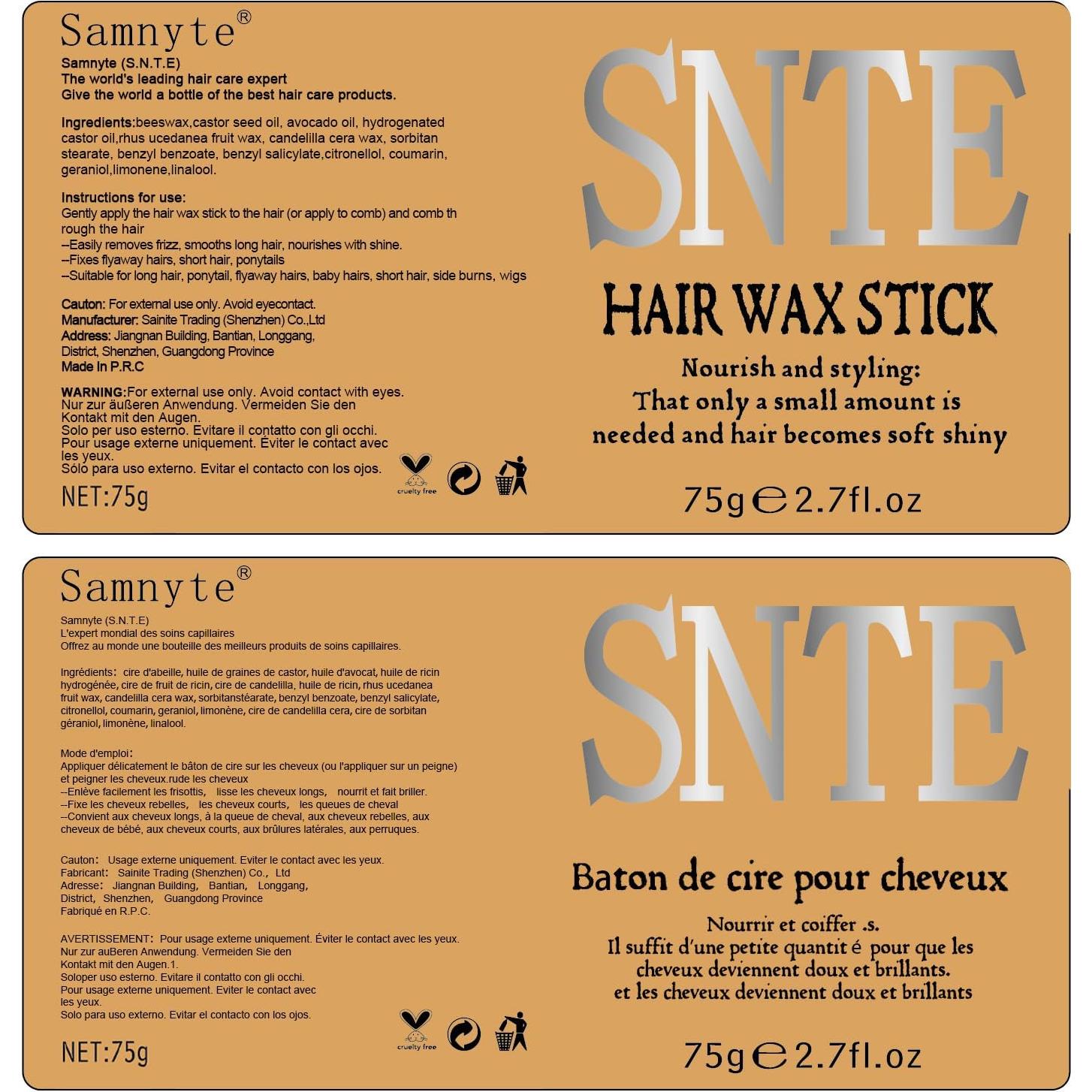 Barra de Cera para Cabello Samnyte - Estilo Duradero 99g