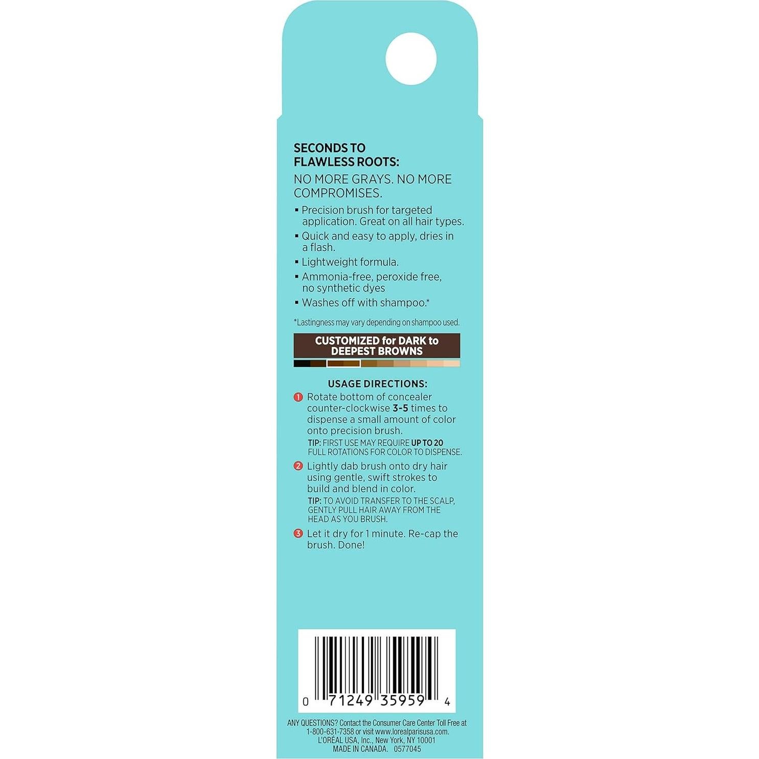 Corrector Temporal de Canas L'Oreal Paris 4 Marrón Oscuro 1.48 ml