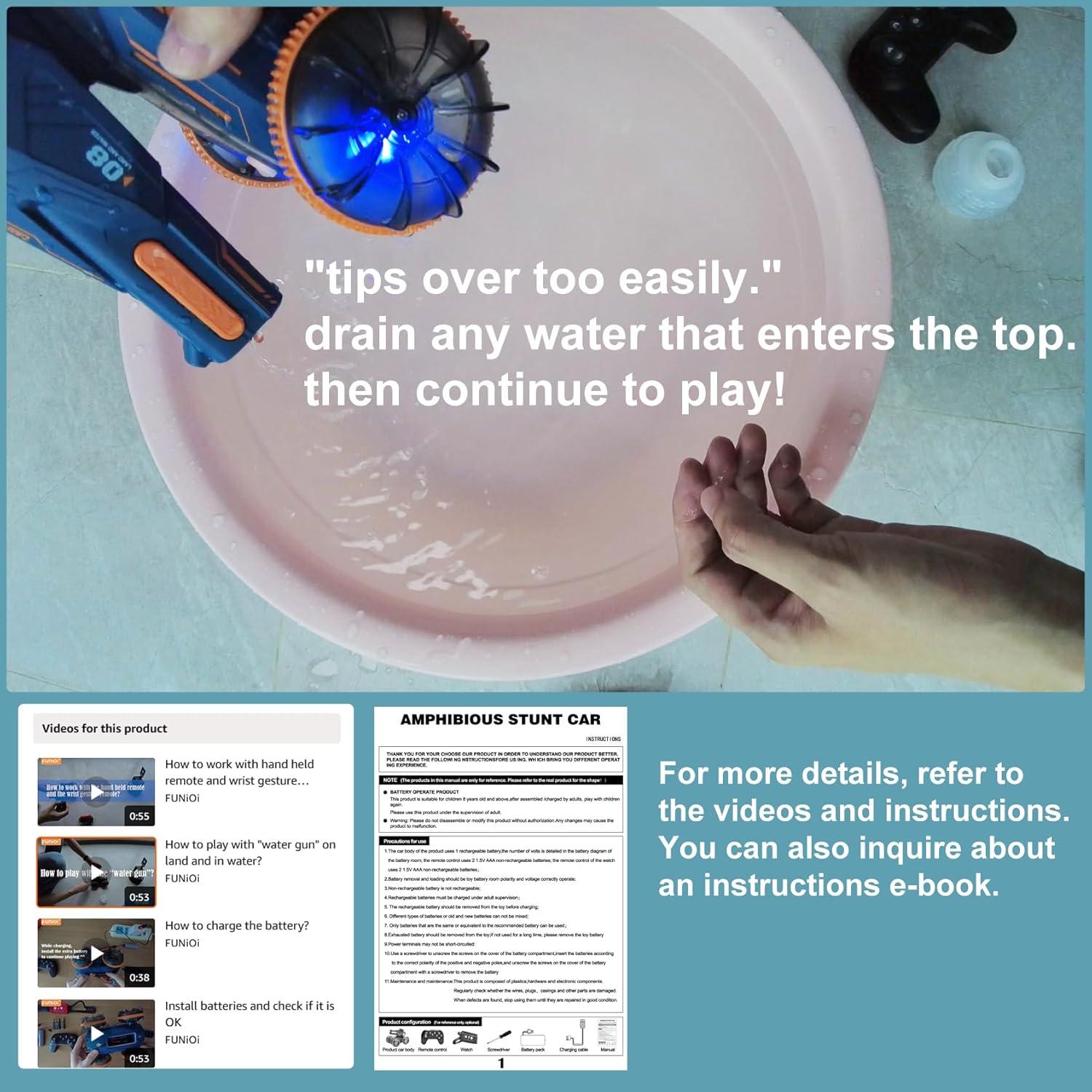 Coche RC Anfibio FUNiOi 1841-1 4WD Impermeable 360°