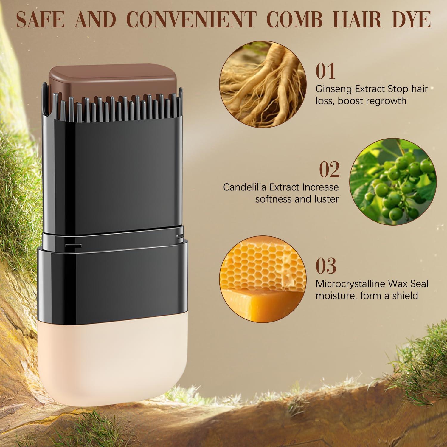 Stick de Tinte para Cabello 2 en 1 Unisex Marrón Castaño