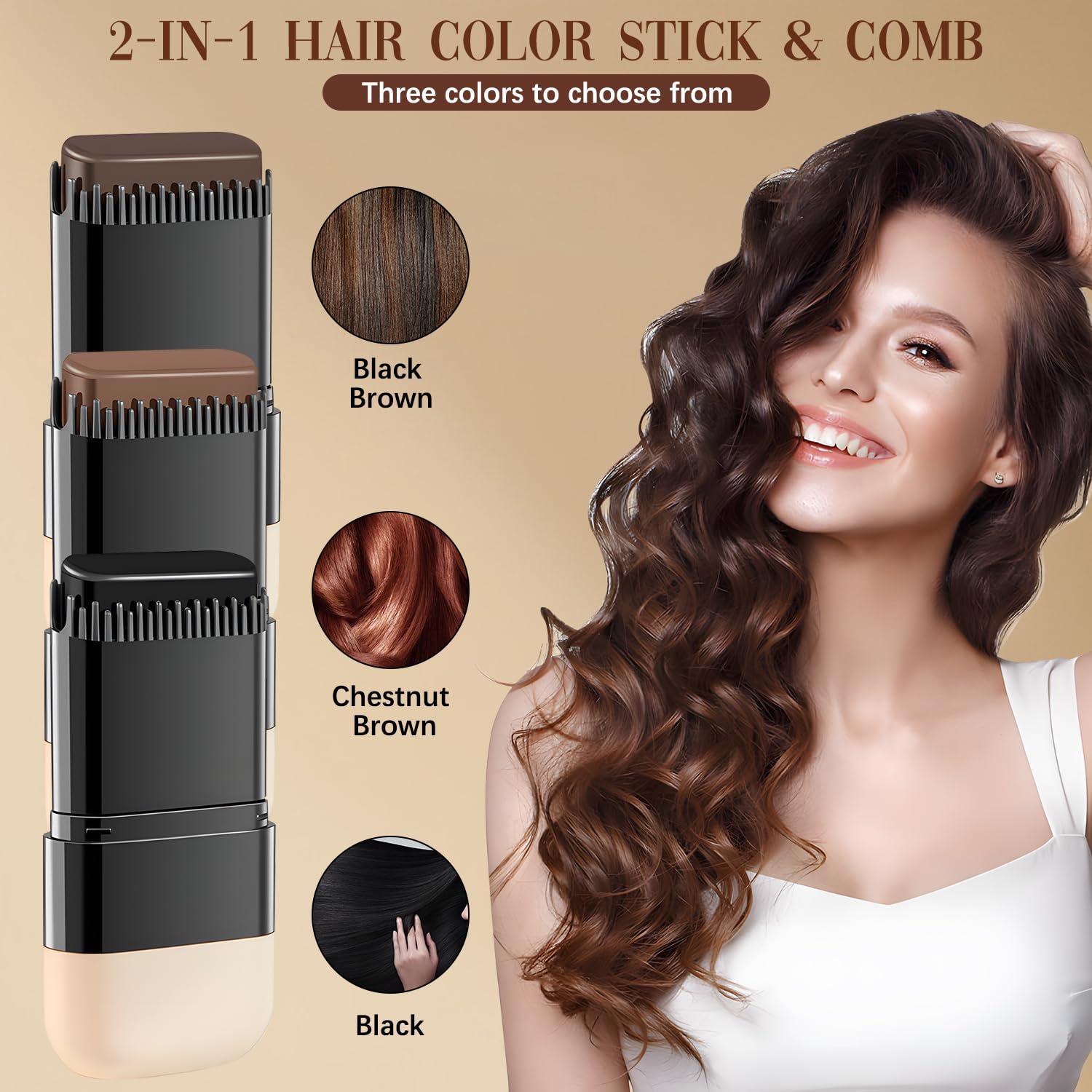 Stick de Tinte para Cabello 2 en 1 Unisex Marrón Castaño