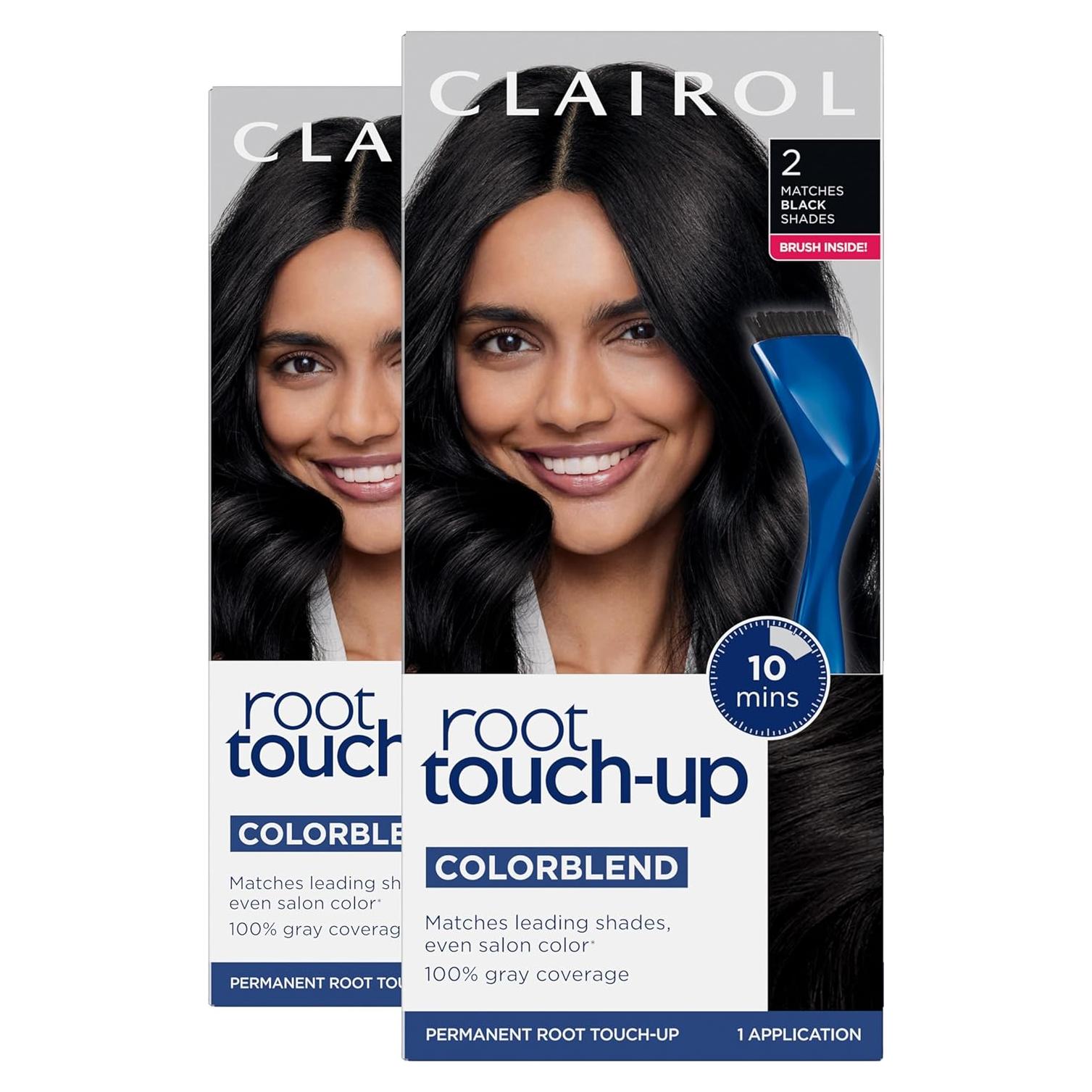 Tinte Permanente Clairol Touch-Up 2 Color Negro 32.5 ml x2