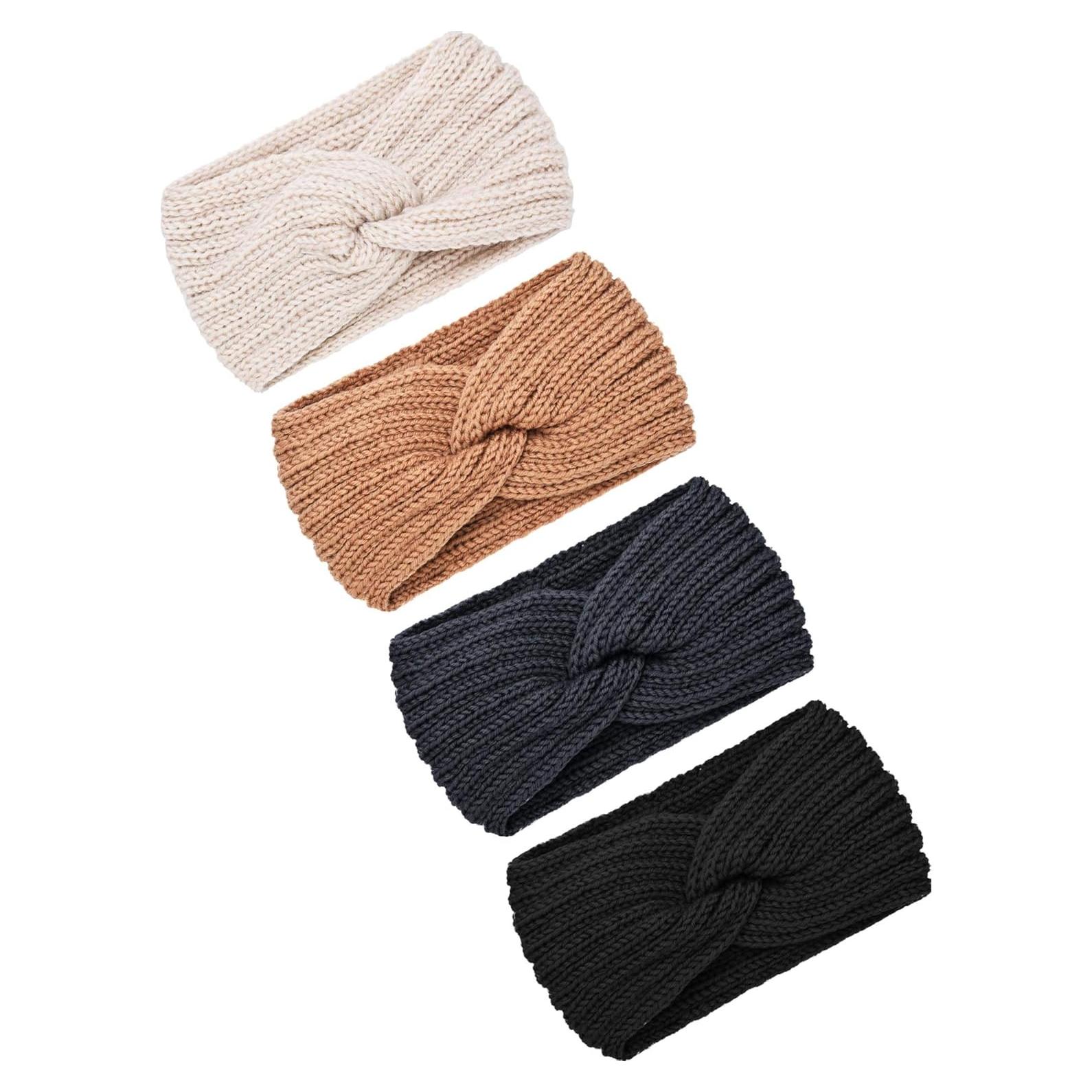 Diademas de Punto Grueso TecUnite 4 Piezas para Invierno