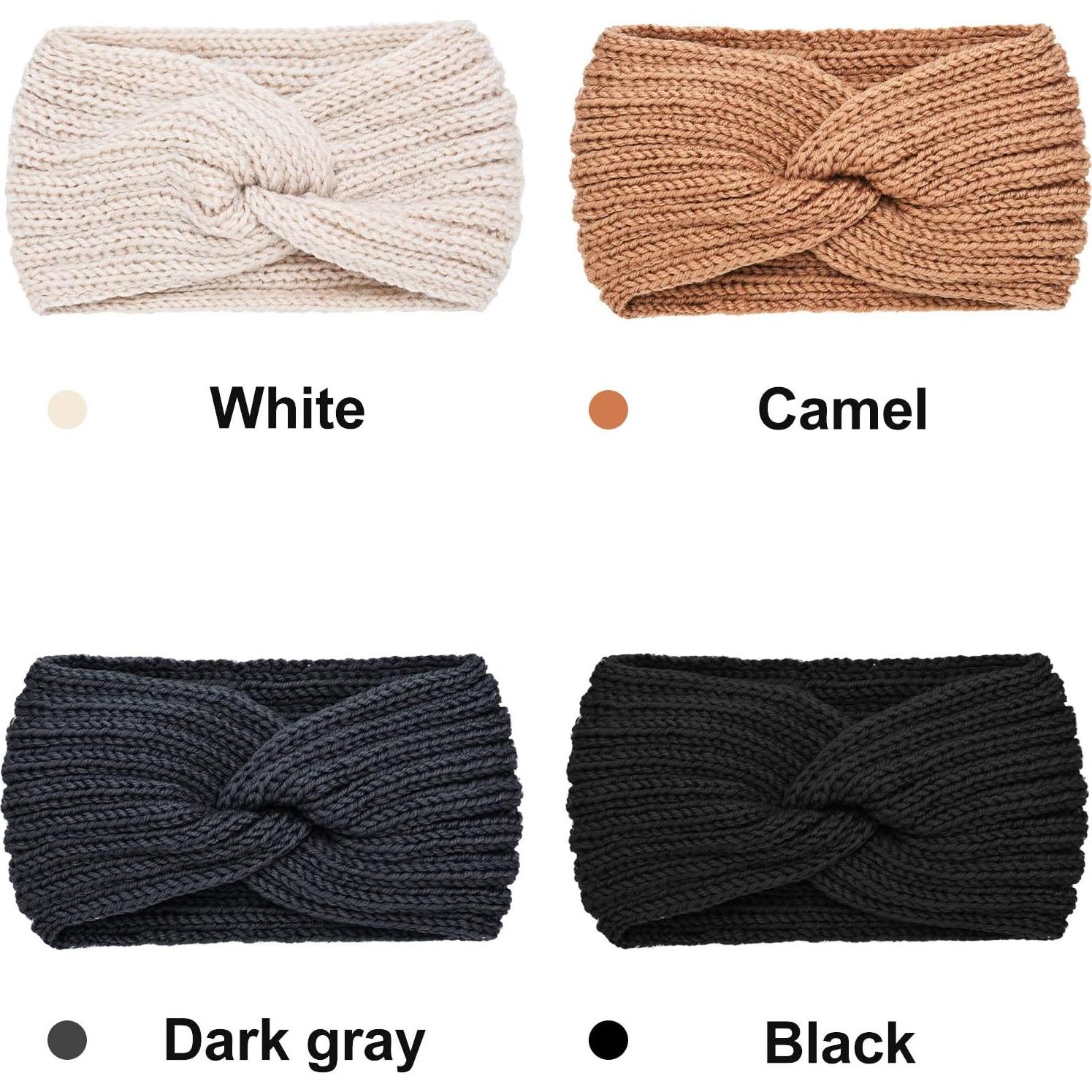 Diademas de Punto Grueso TecUnite 4 Piezas para Invierno