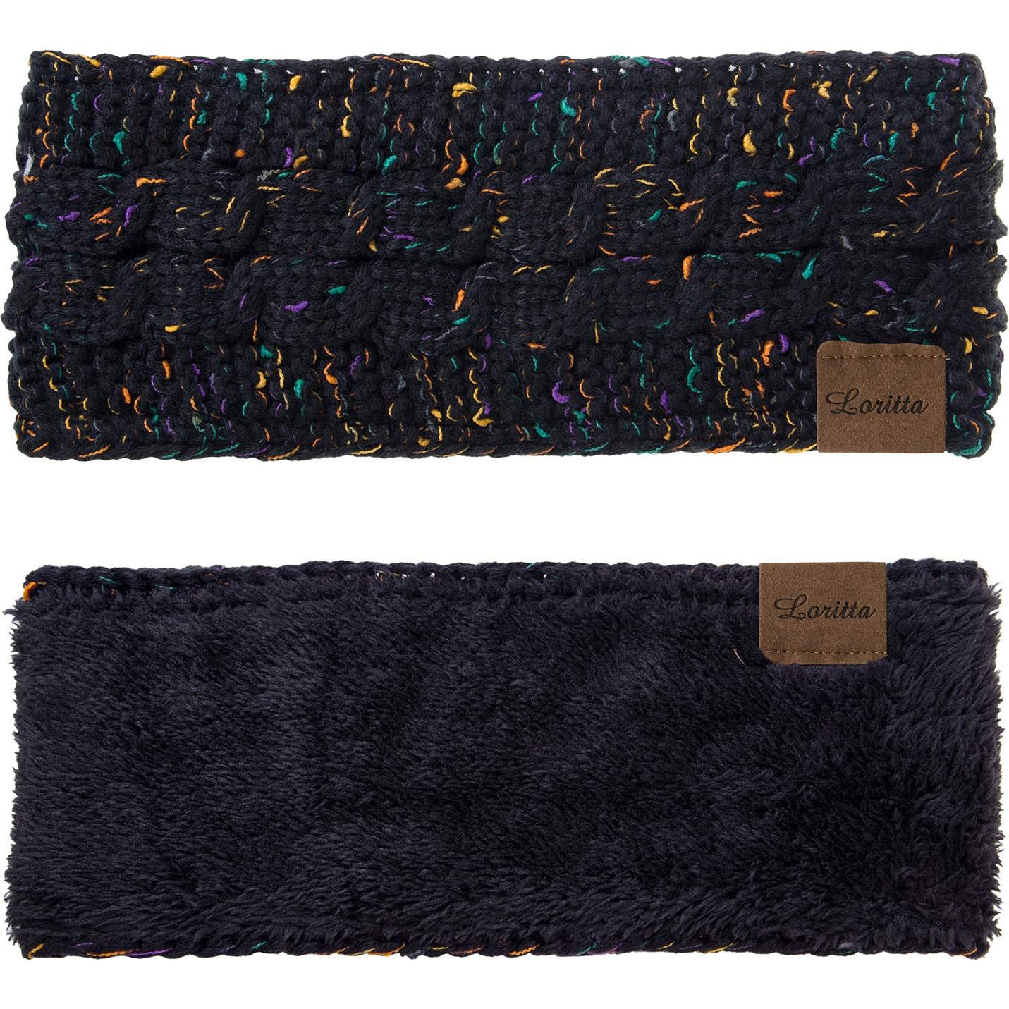 Diadema Térmica Loritta para Mujeres, Forro Polar, Negro