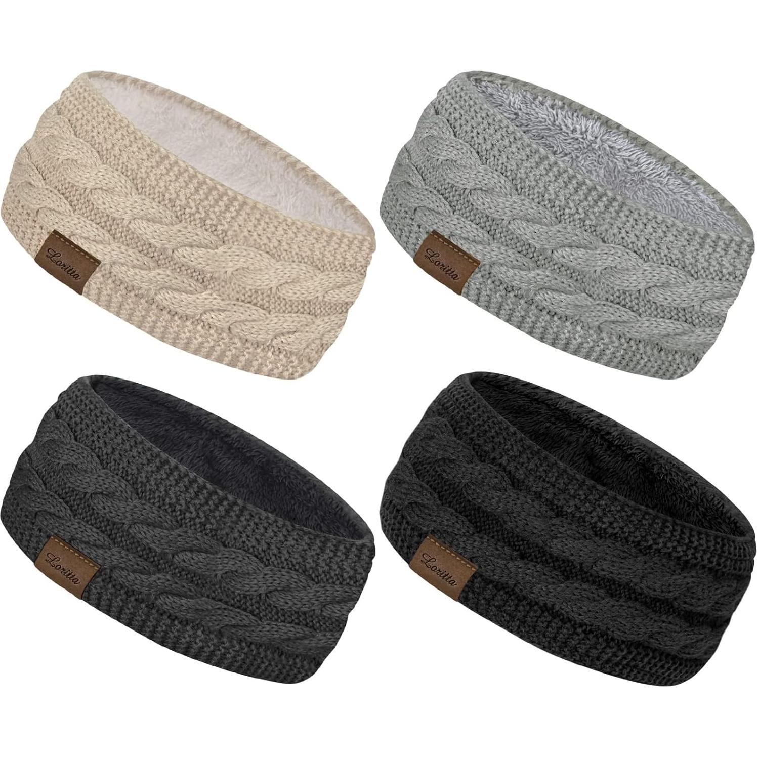 Diademas de Invierno Loritta 4 Pack Fleece Suave para Mujeres