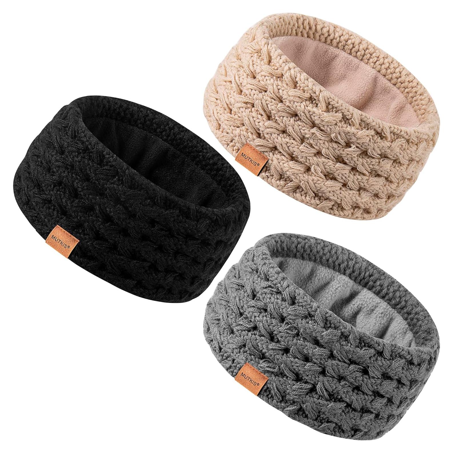 Diademas de Invierno para Mujeres 3 Piezas Forradas de Polar