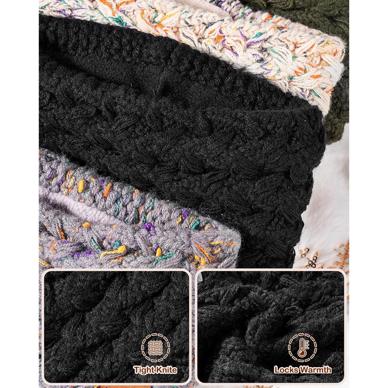 Diademas de Invierno para Mujeres 3 Piezas Forradas de Polar