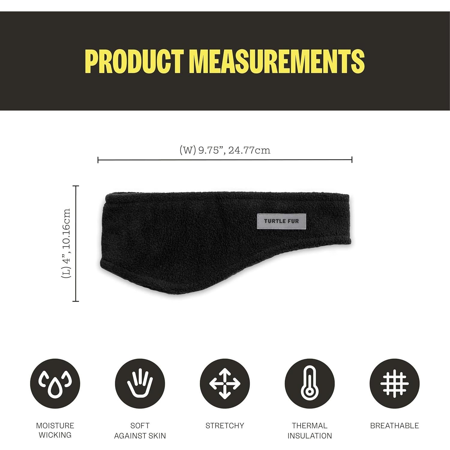Banda Caliente para Cabeza Turtle Fur Negra - Doble Capa, Unisex