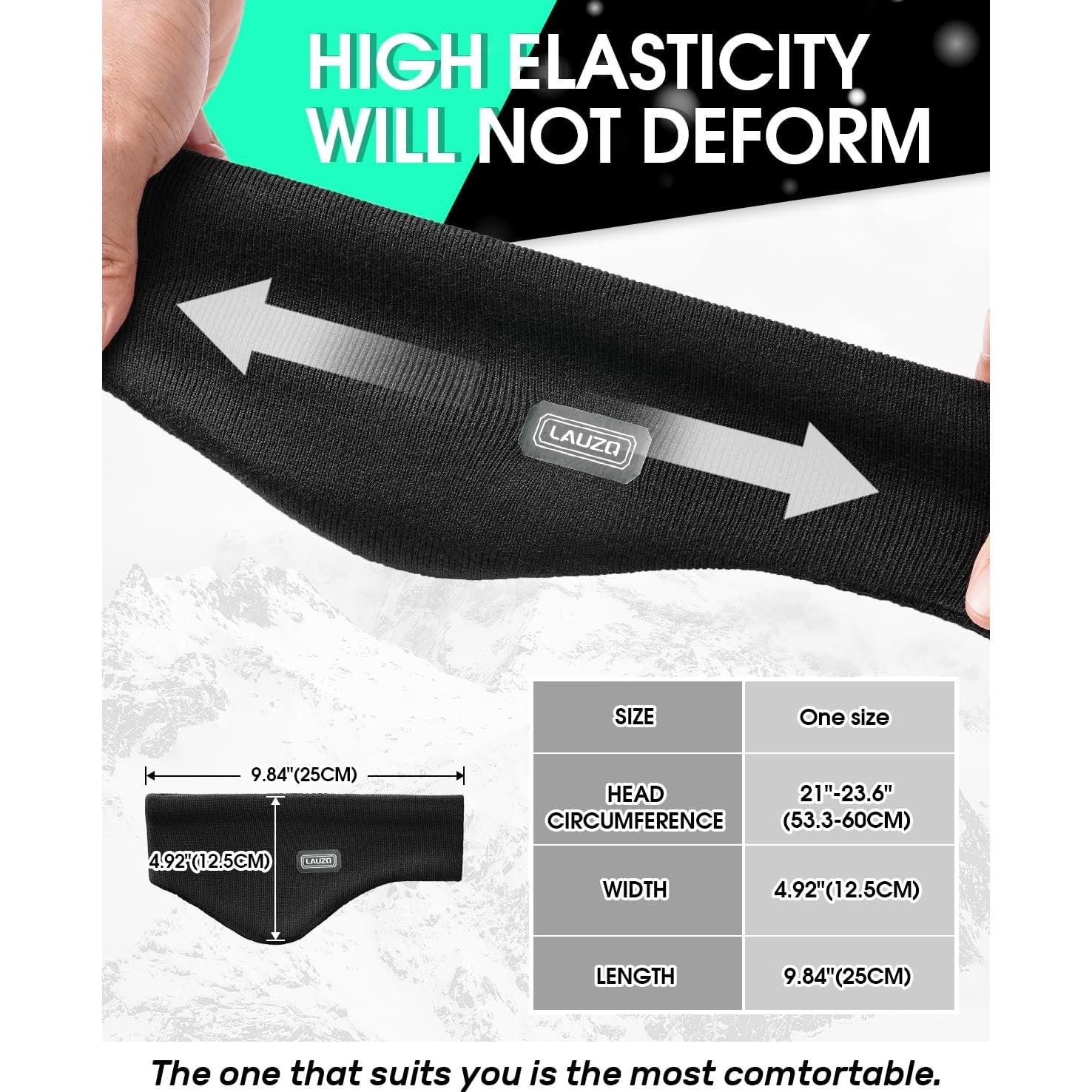 Cinta para la cabeza de invierno Doble Capa Felpa Negra