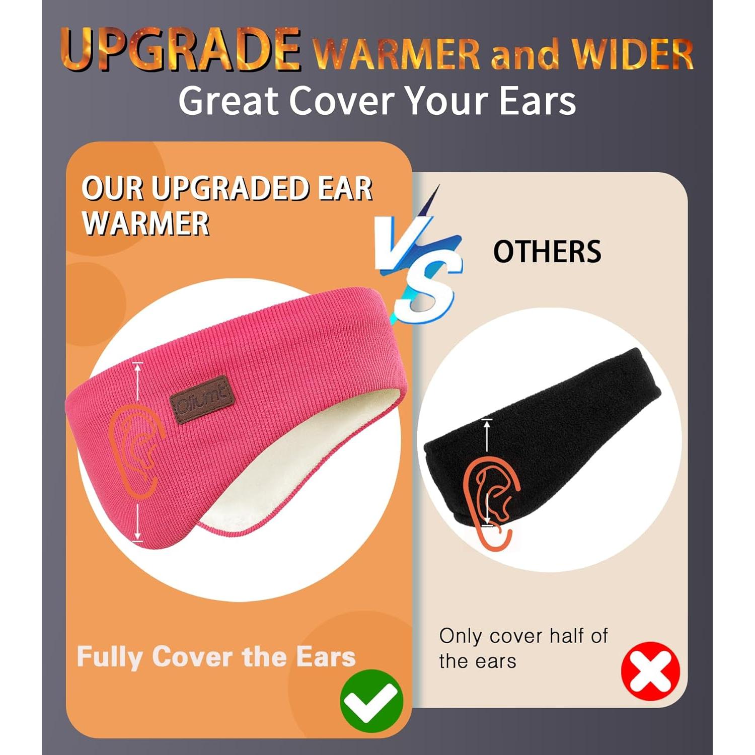 Cinta para Orejas de Invierno Oliumt Rosa Talla Única Doble Capa