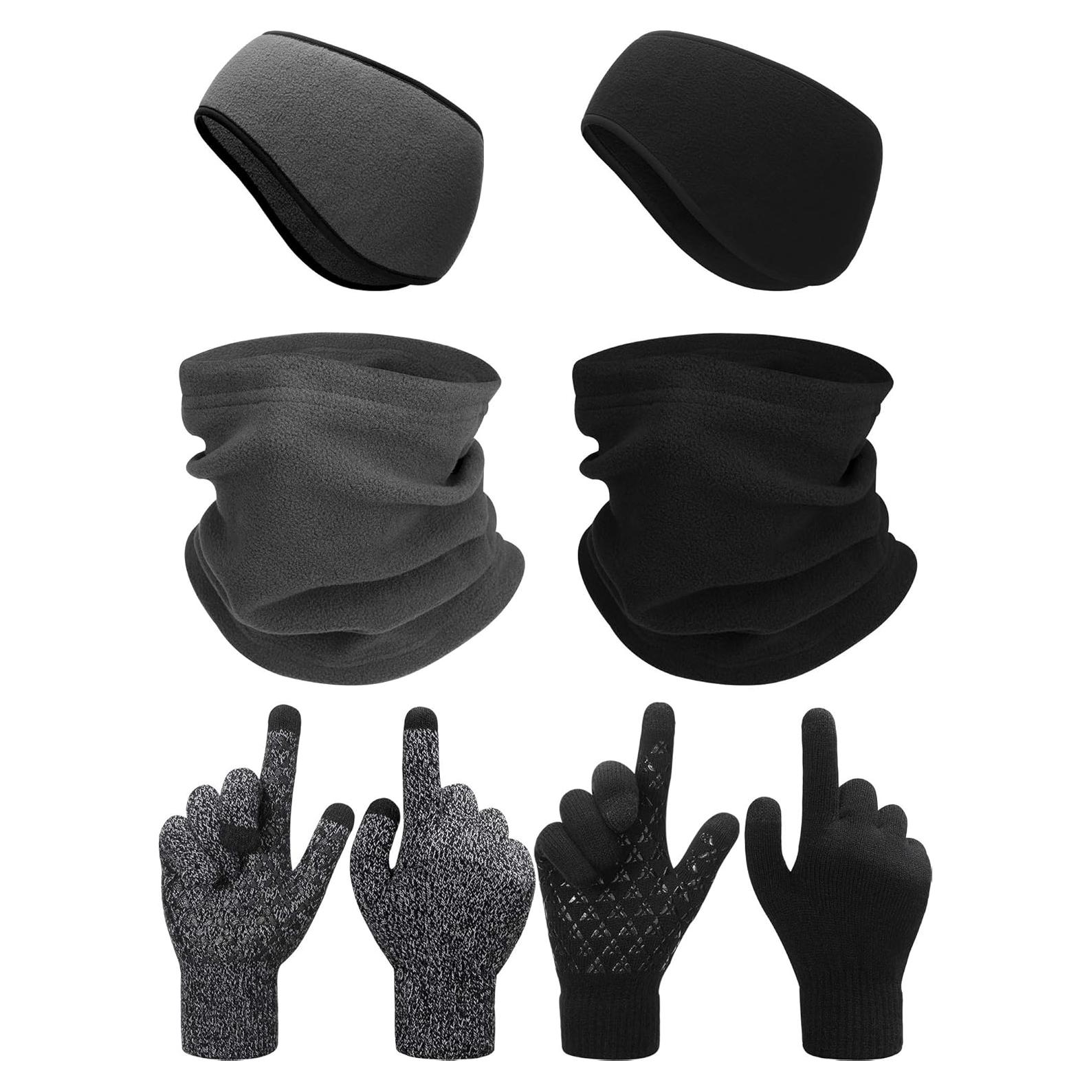 Conjunto de Invierno SATINIOR: 2 Bandas Calentadoras, 2 Gaiters y 2 Guantes Táctiles