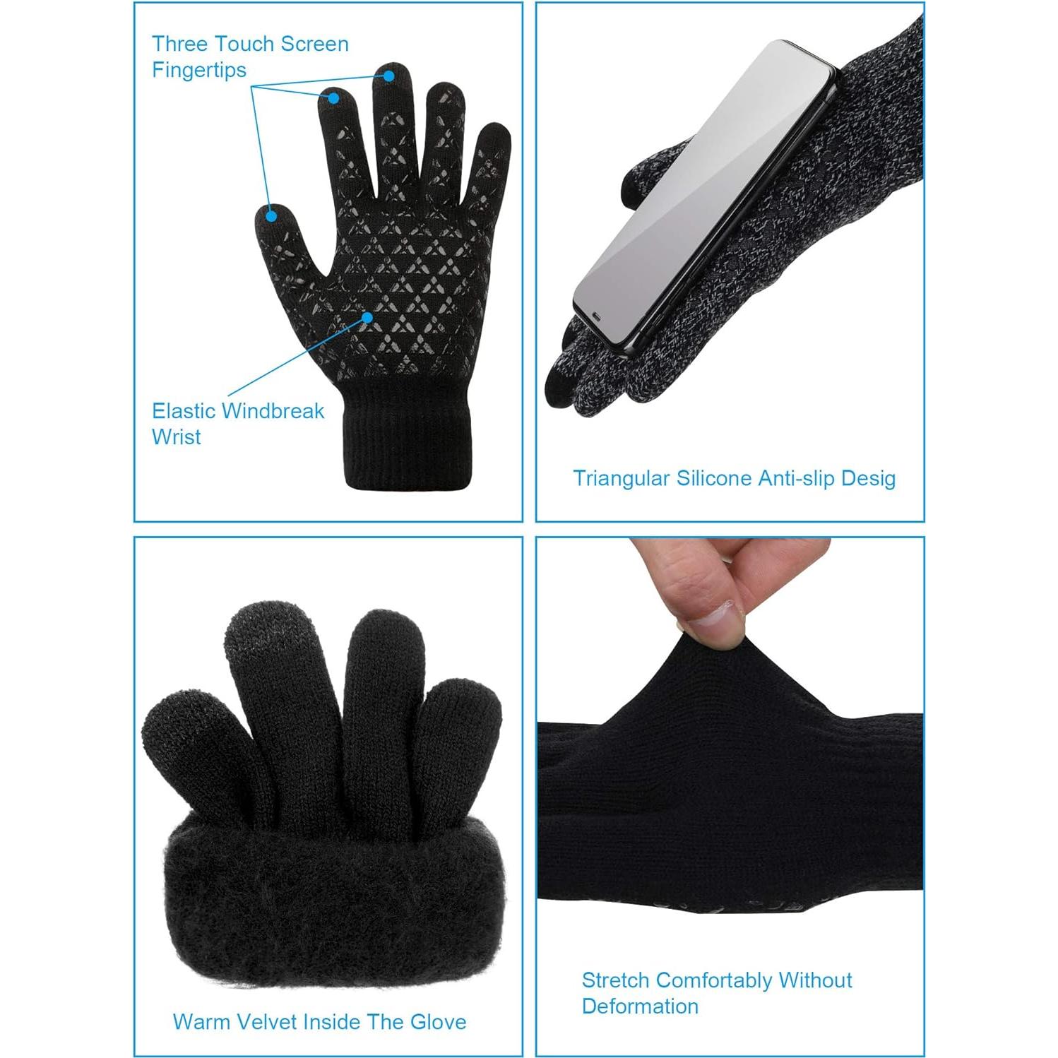 Conjunto de Invierno SATINIOR: 2 Bandas Calentadoras, 2 Gaiters y 2 Guantes Táctiles