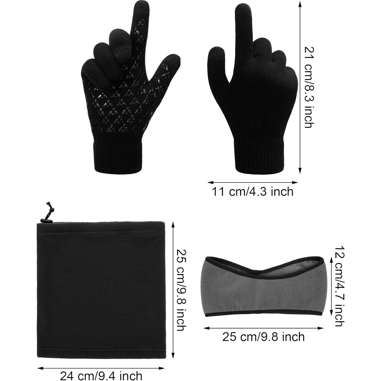 Conjunto de Invierno SATINIOR: 2 Bandas Calentadoras, 2 Gaiters y 2 Guantes Táctiles