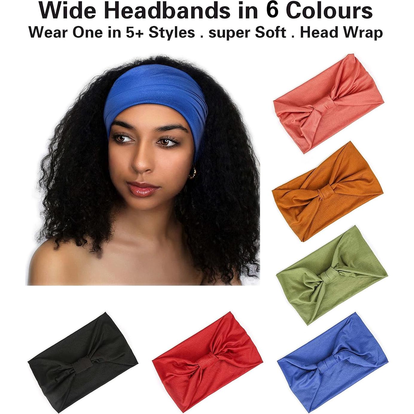 Diademas Anchas GILI 6 Piezas para Mujeres - Absorbentes y Elásticas