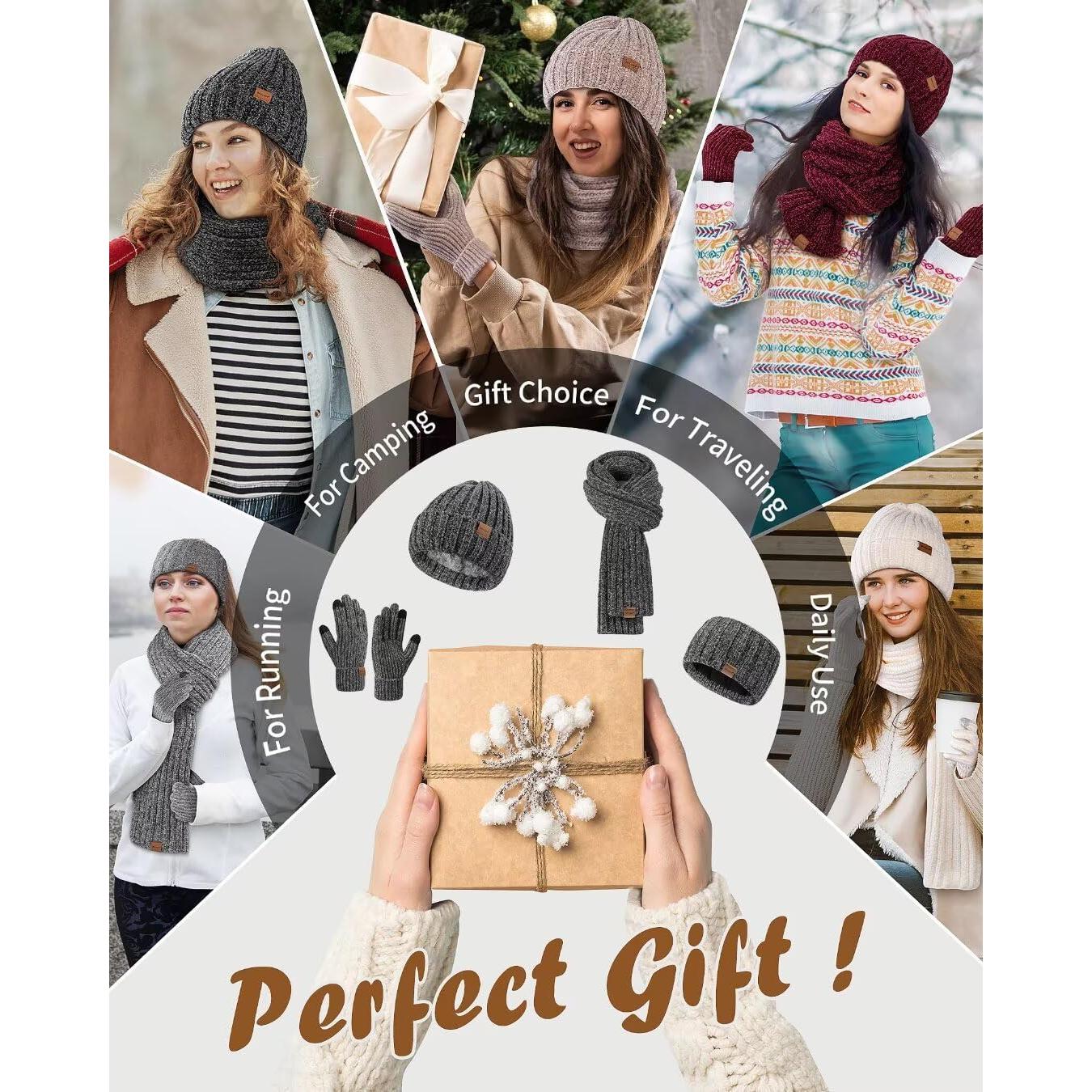 Conjunto de Gorro, Bufanda, Guantes y Diadema Winuesa para Mujeres