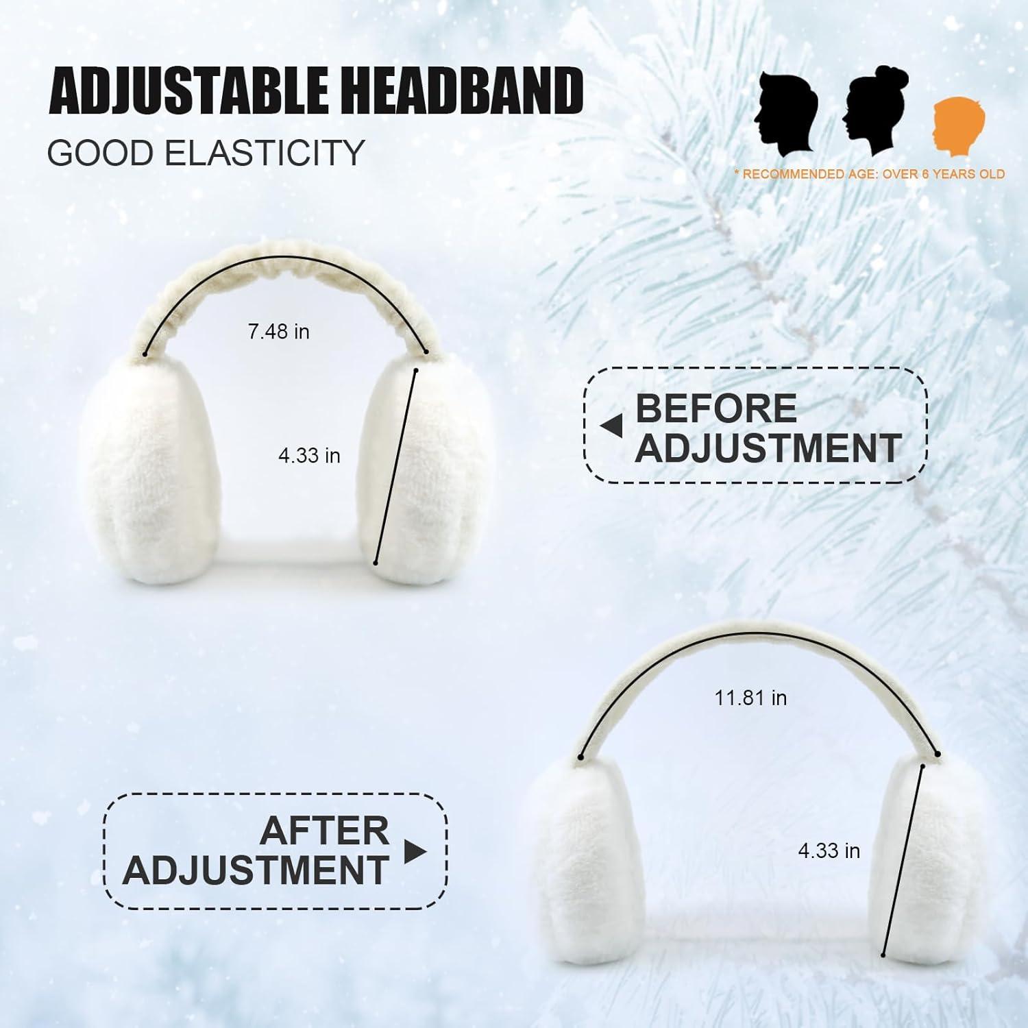 Orejeras de Invierno para Mujeres Plegables Blancas Esponjosas