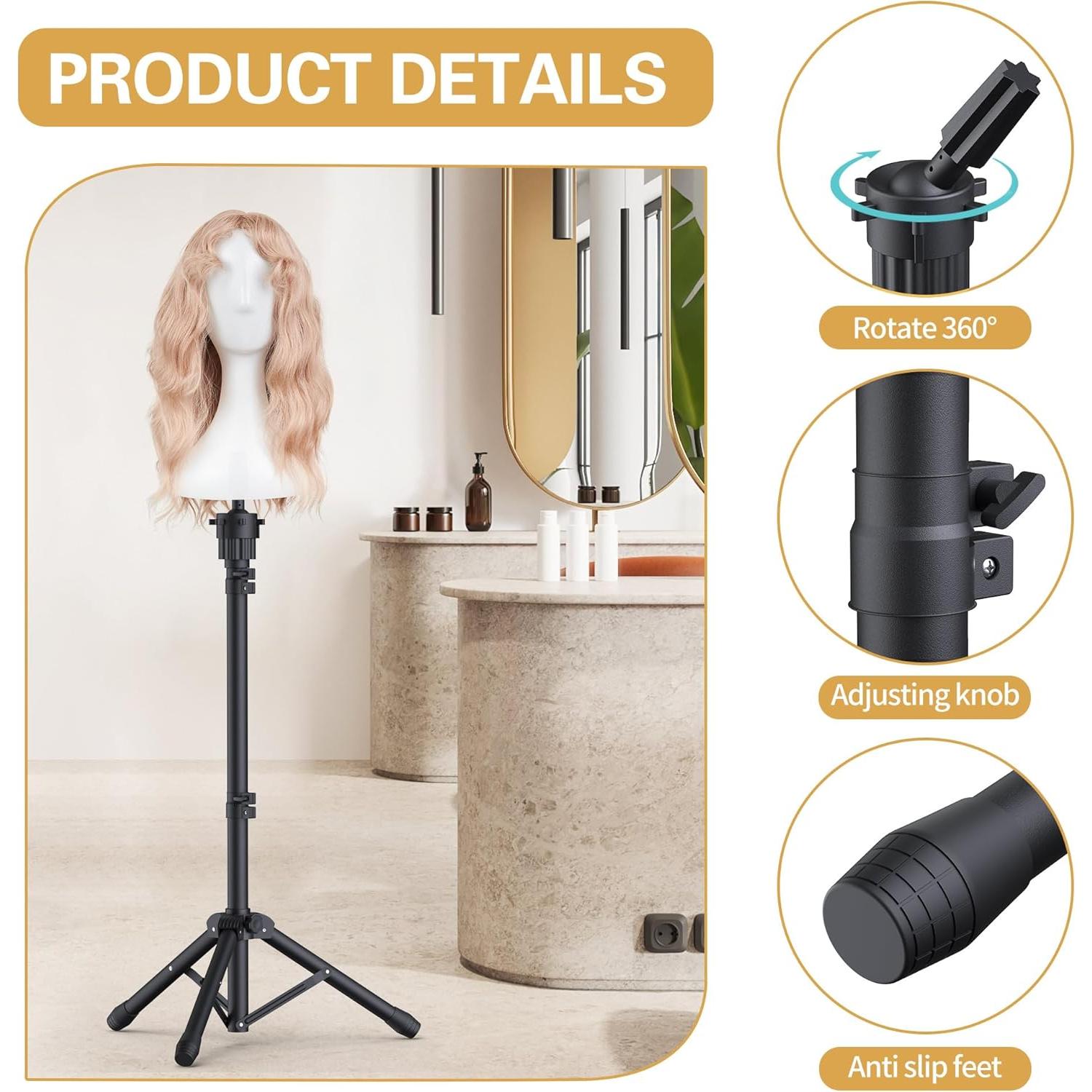 Soporte para Cabeza de Peluca Relx Ajustable - Trípode Reforzado