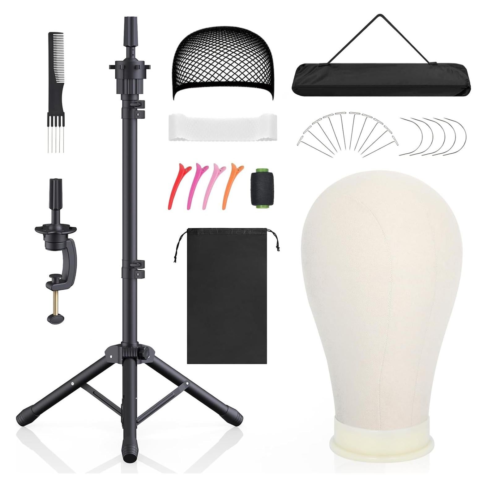 Soporte para Peluca Ajustable Hemndic con Cabeza de Lienzo