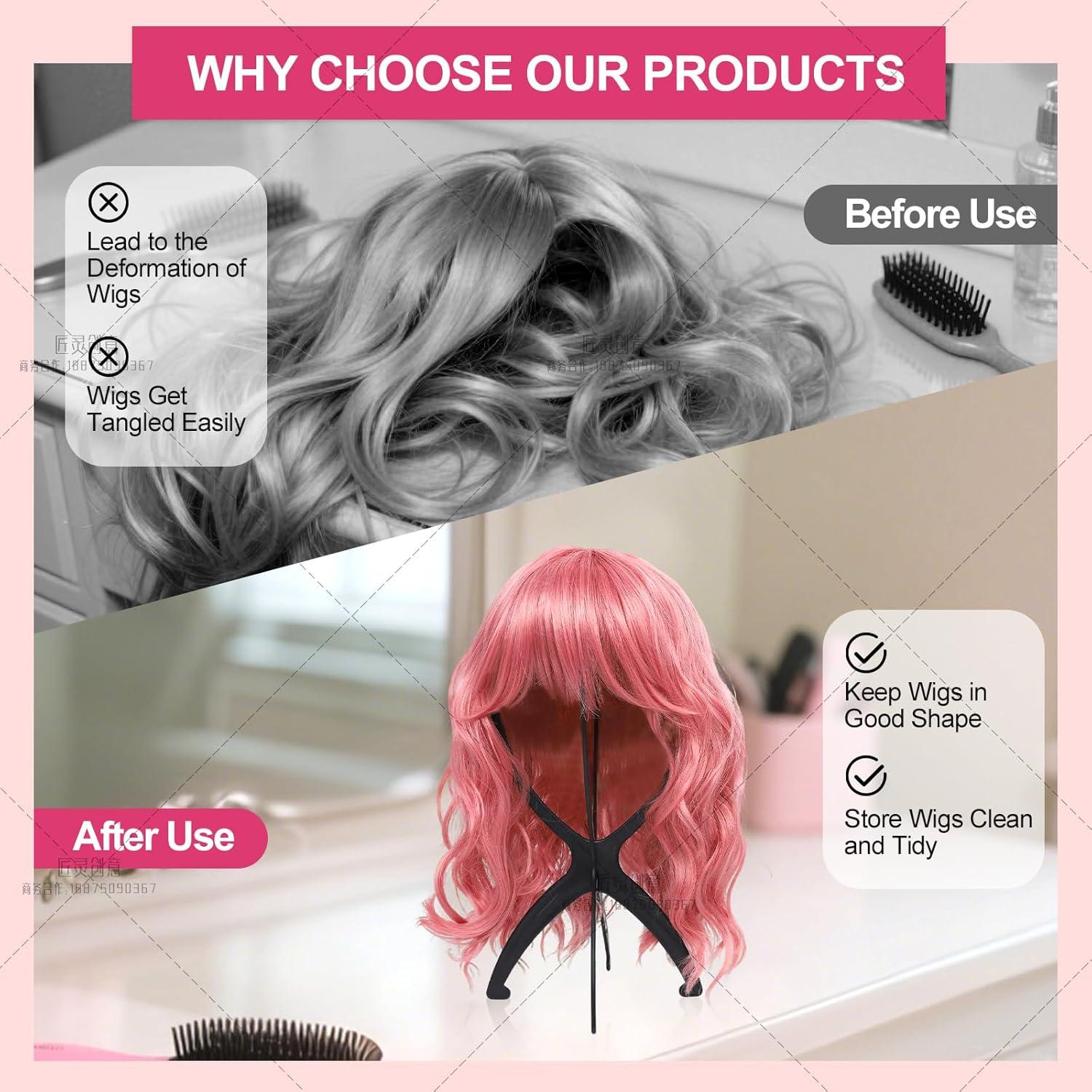 Soportes para Pelucas Seewaazee - Paquete de 2, 35 cm