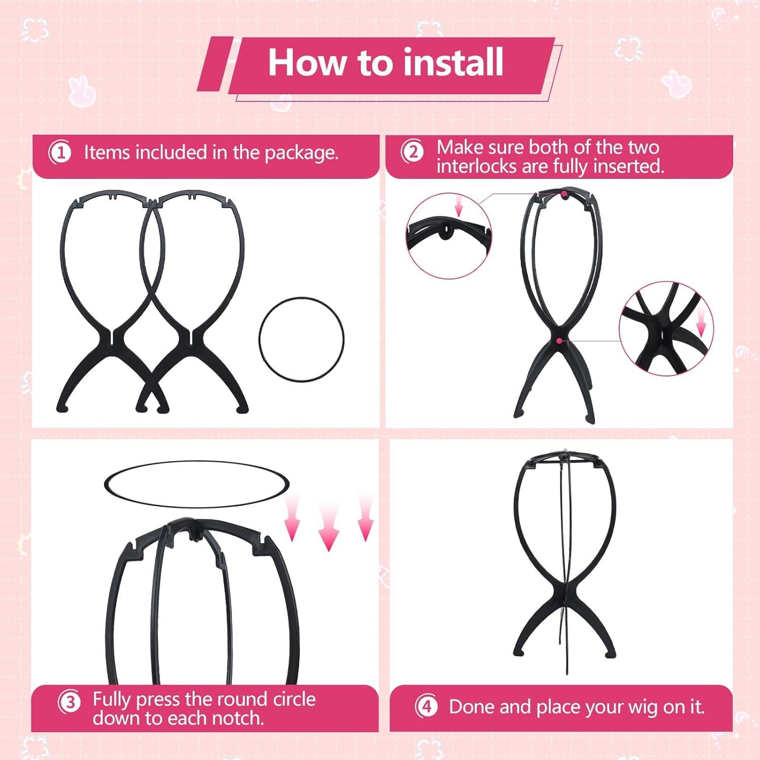 Soportes para Pelucas Seewaazee - Paquete de 2, 35 cm