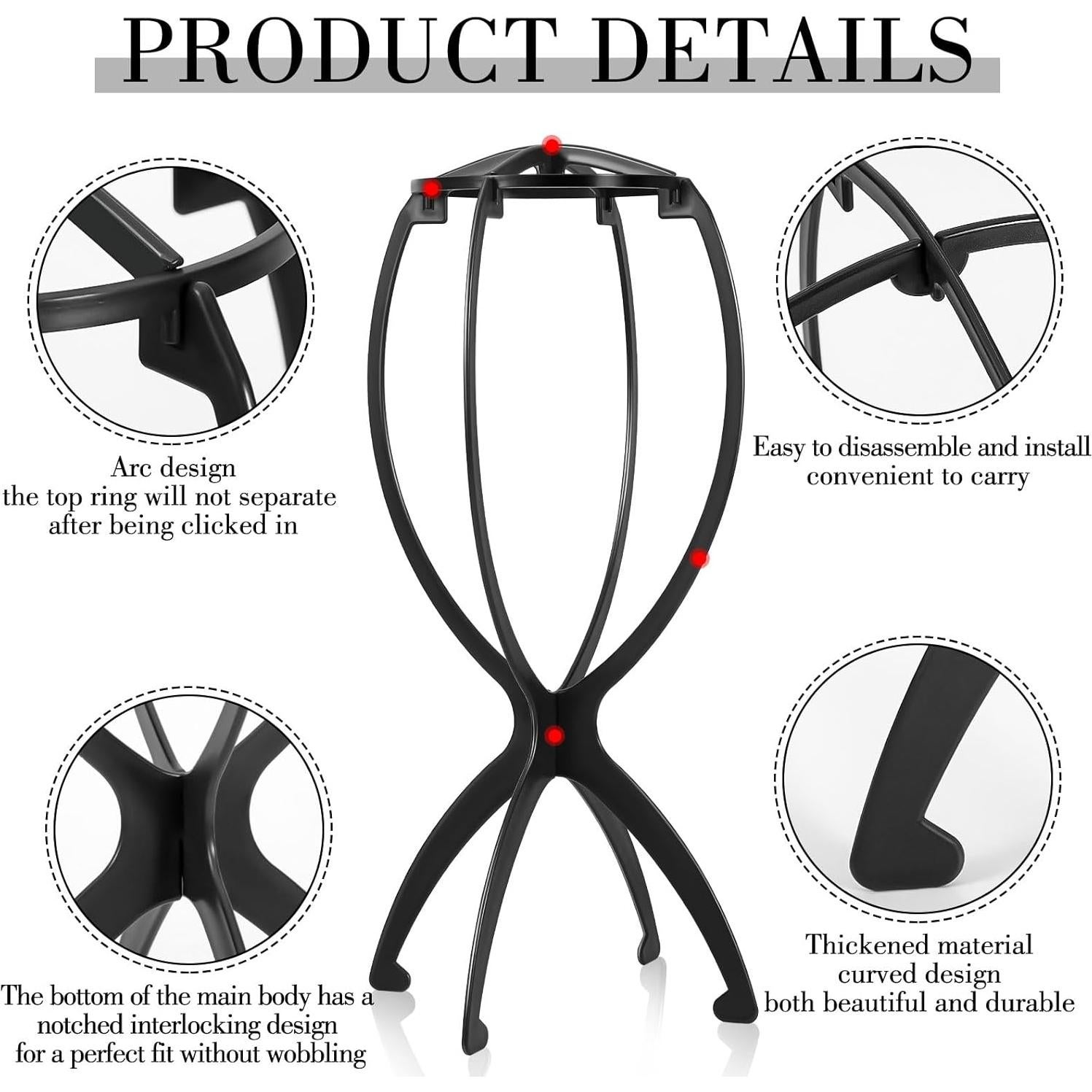 Soporte para Pelucas Obeoby Negro Plegable 35 cm