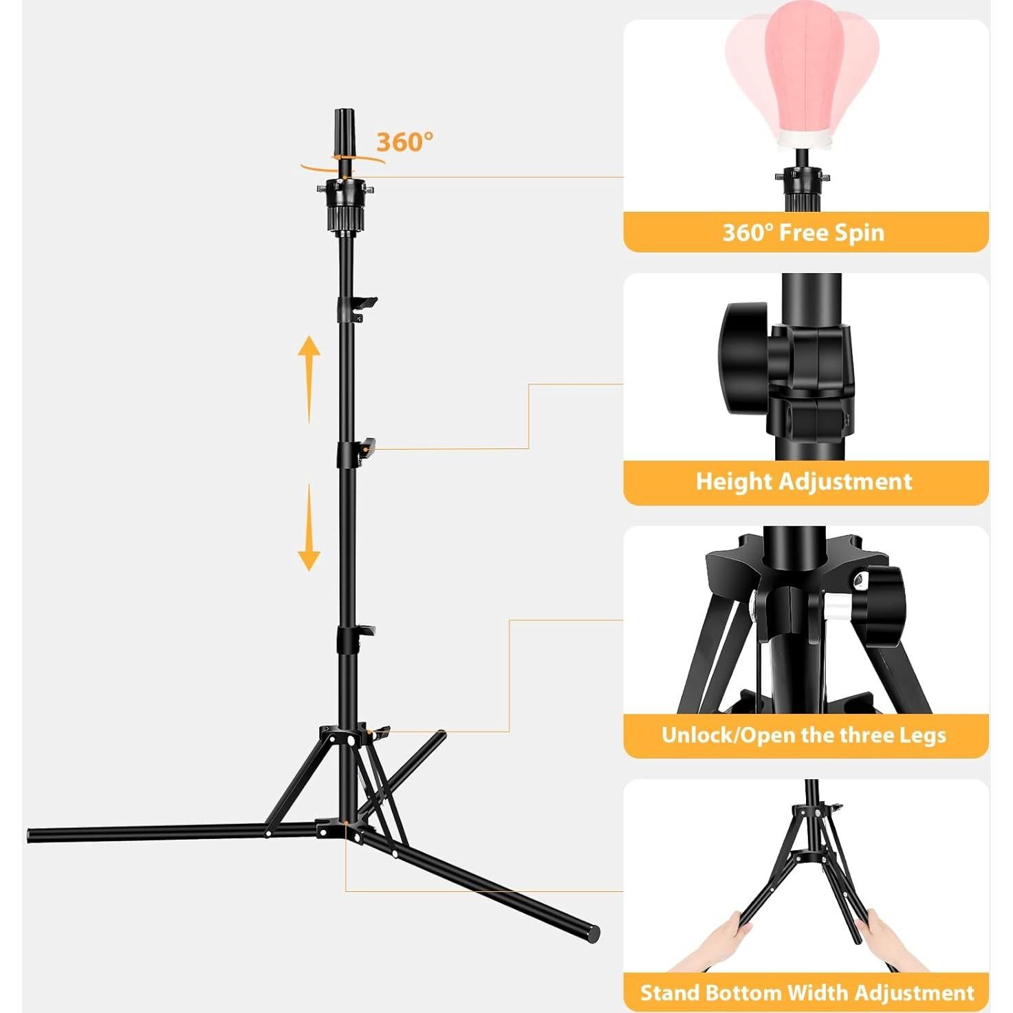 Soporte de Peluca Tripode Beauty Star 63" con Cabeza Lona 22"