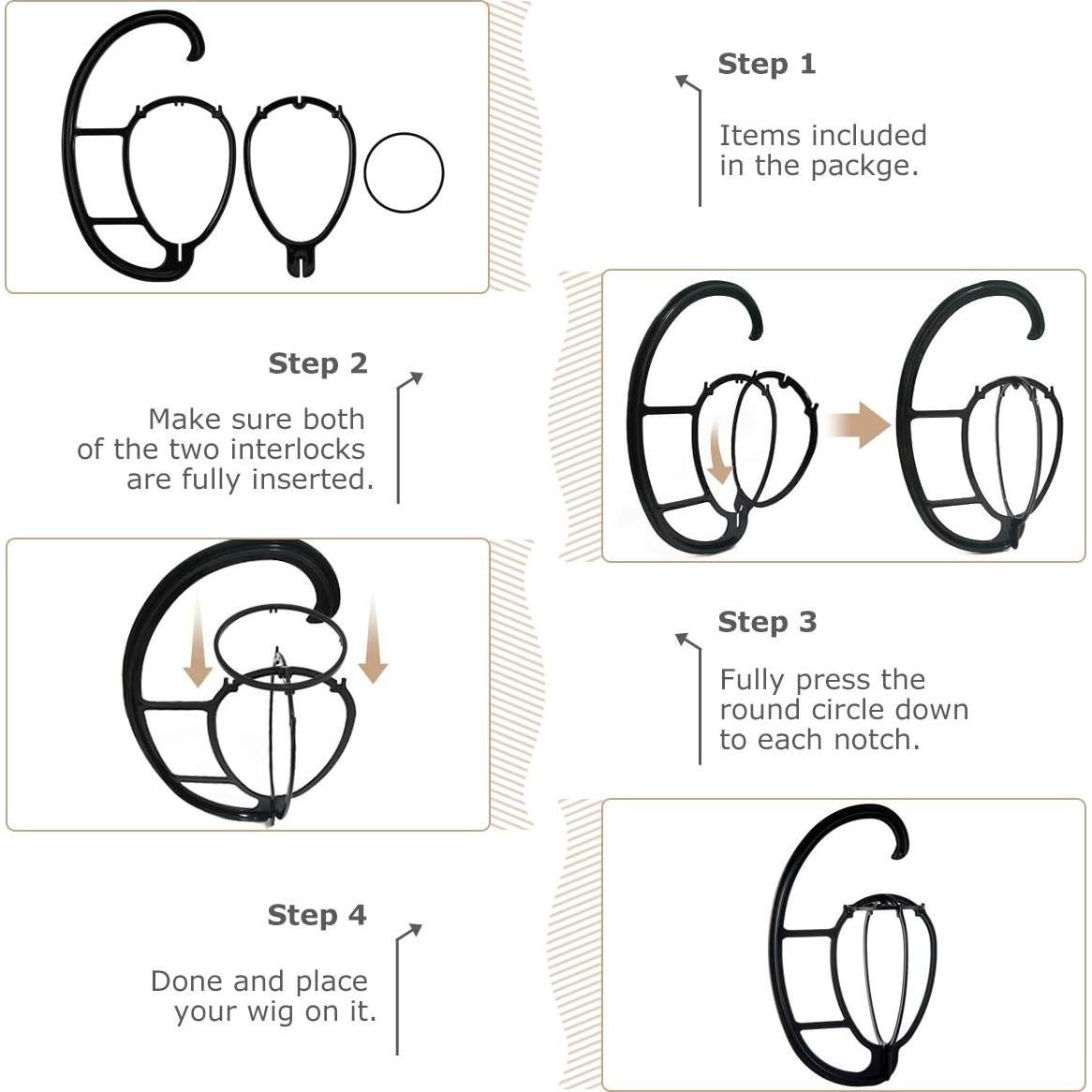 Soporte Colgante para Pelucas Dreamlover Negro - 4 Juegos