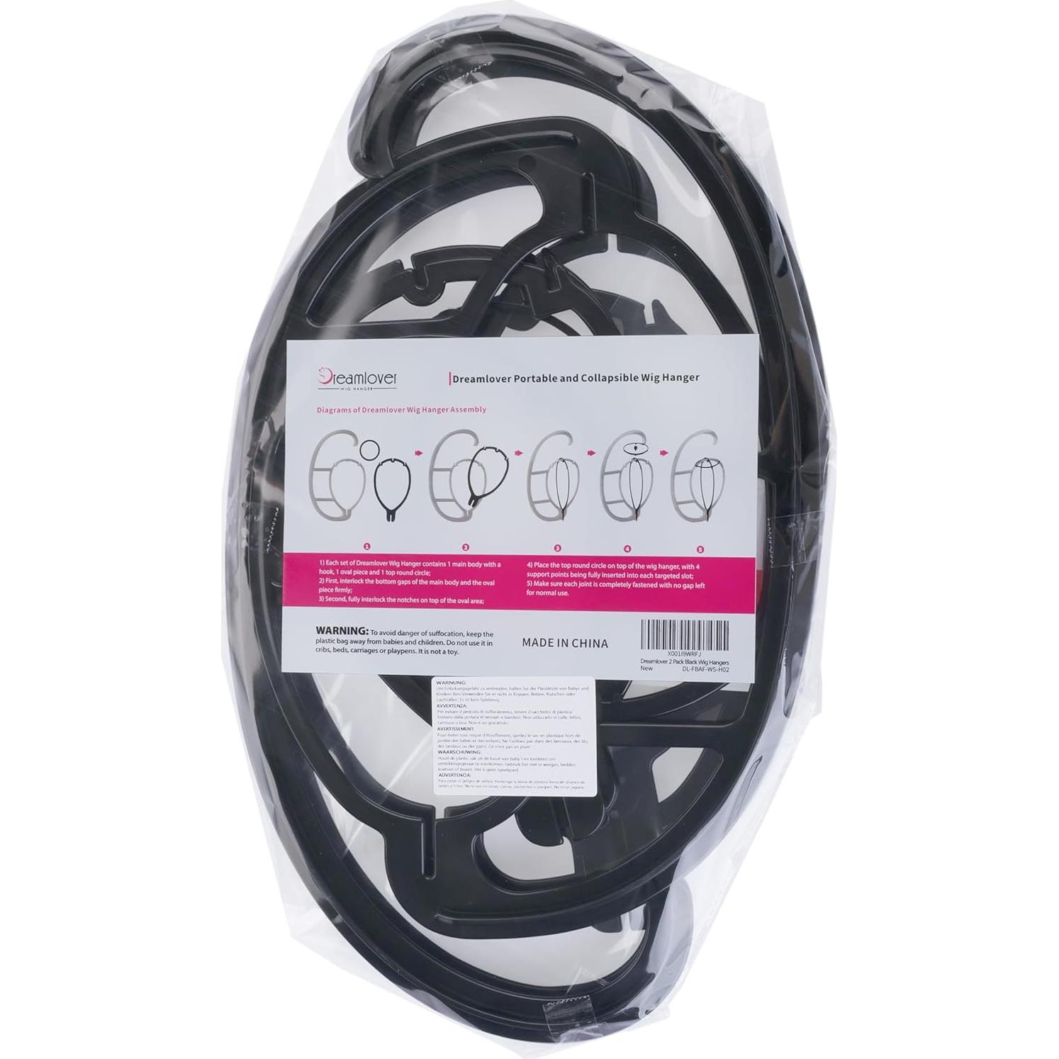 Soporte Colgante para Pelucas Dreamlover Negro - 4 Juegos