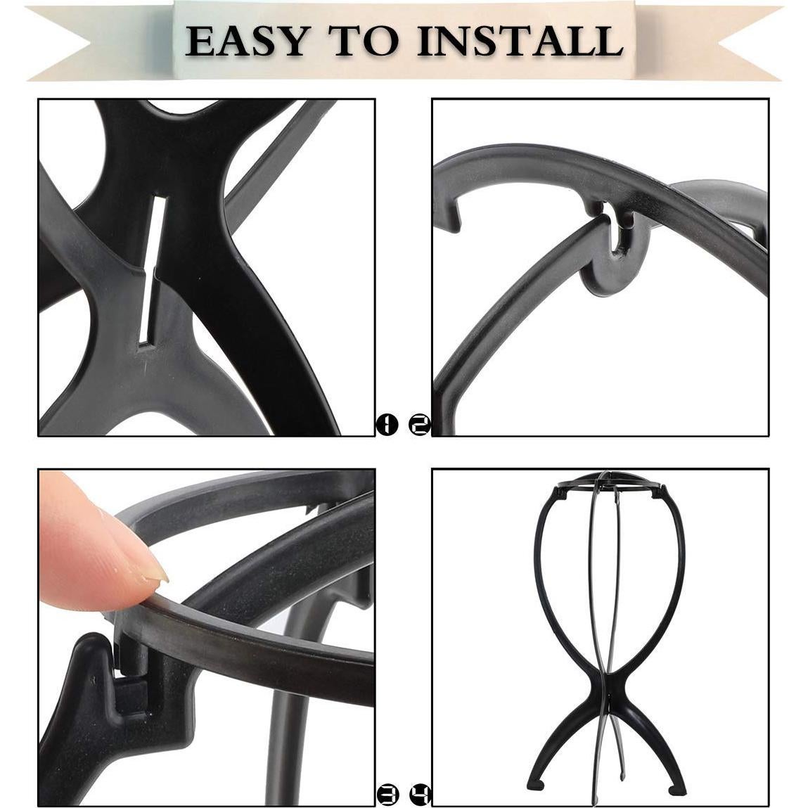 Soportes Cortos para Pelucas DANSEE - Paquete de 6, 36.1 cm, Negro