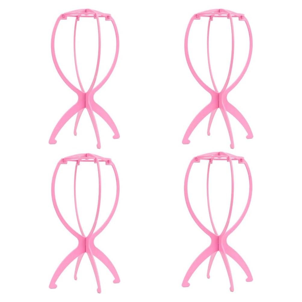 Paquete de 4 Soportes de Peluca Portátiles Rosa 36.07 cm