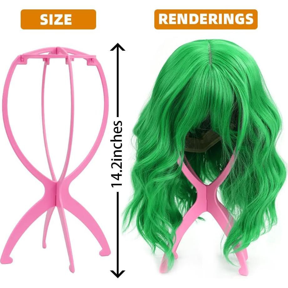 Paquete de 4 Soportes de Peluca Portátiles Rosa 36.07 cm