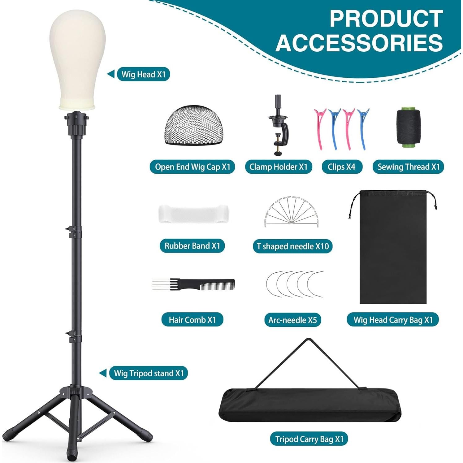 Soporte para Pelucas de Trípode Ajustable Retbtnm 56cm