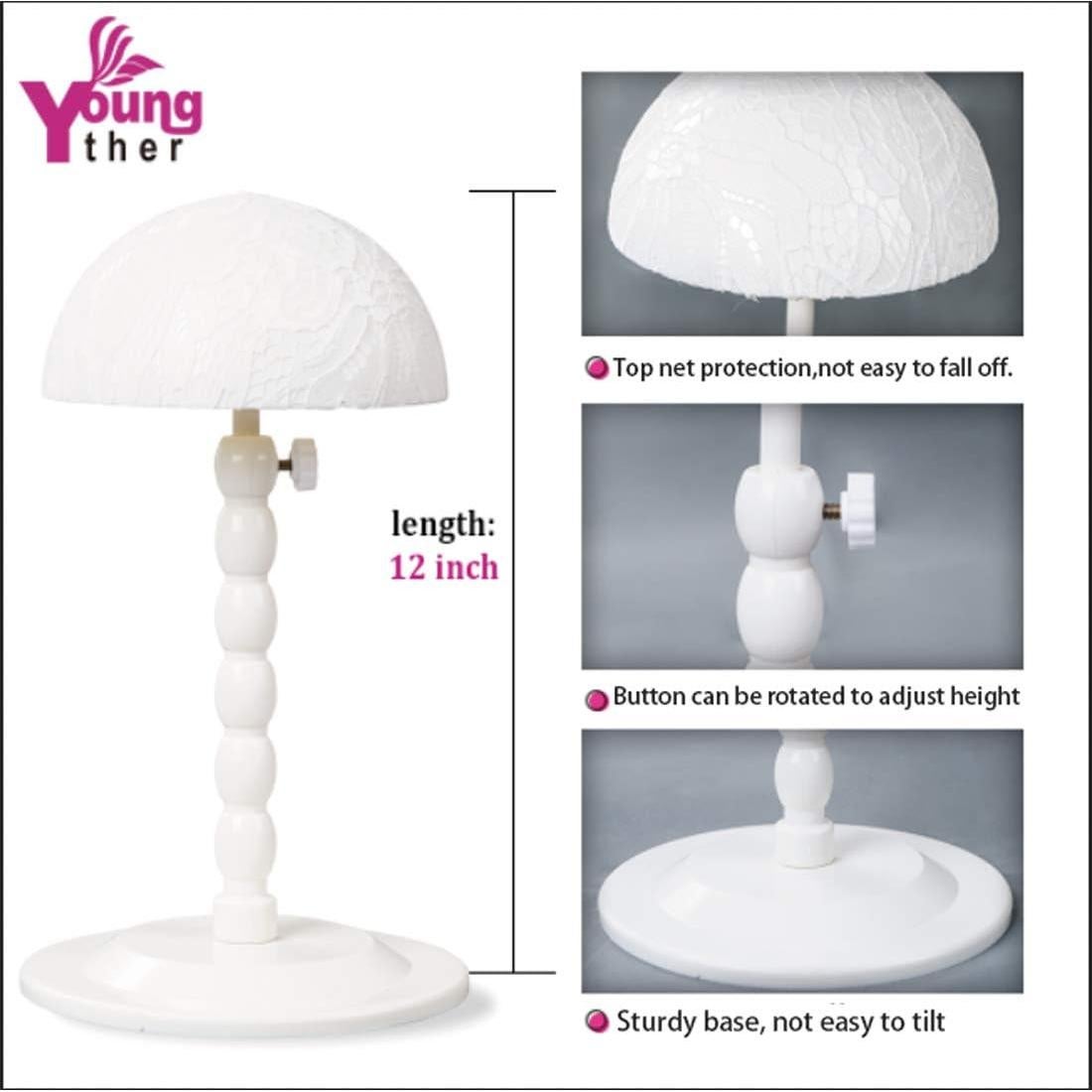 Soporte para Pelucas Youngther Ajustable Blanco 30.5-47.6 cm