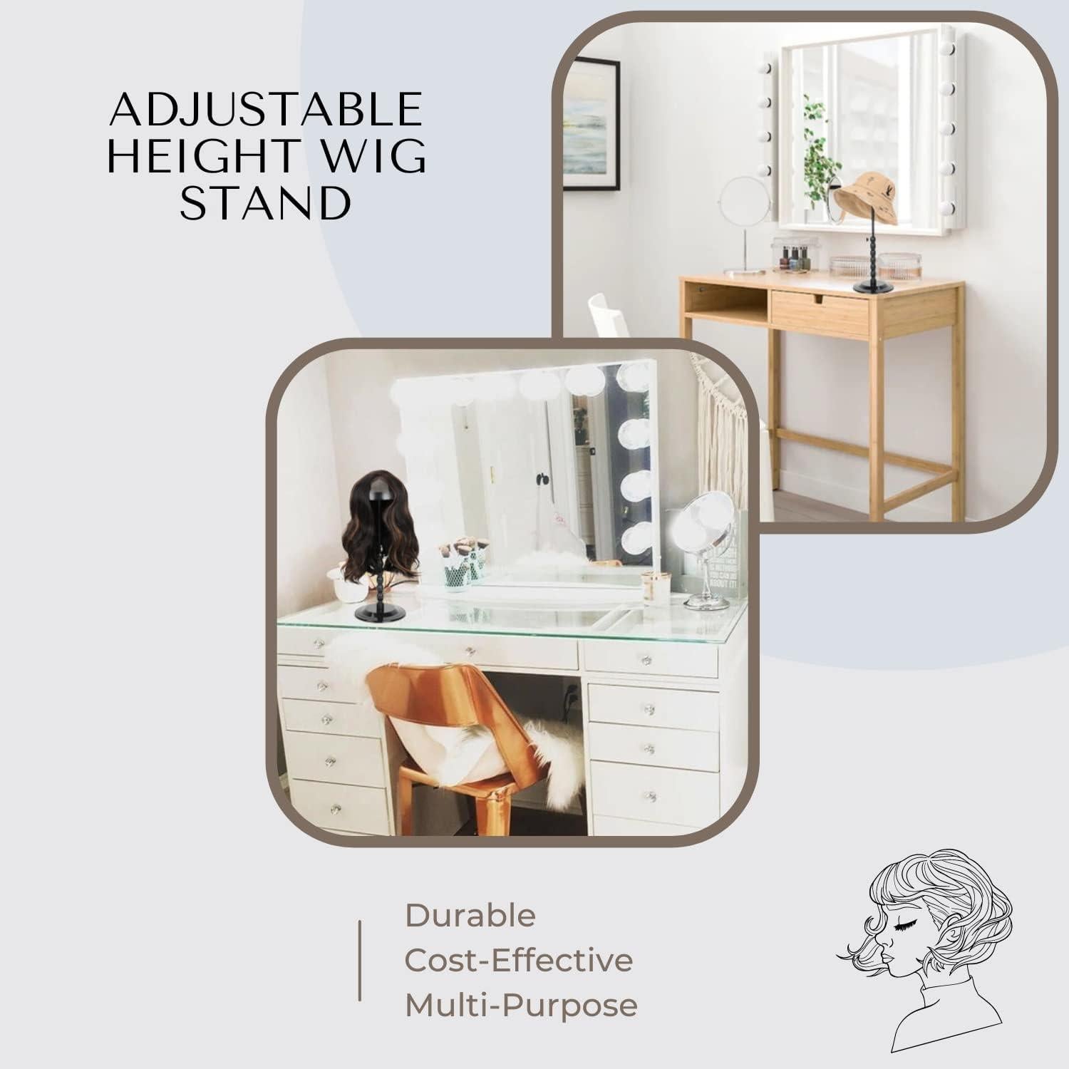 Soporte para Pelucas LightMay 2 Piezas Ajustable 30.5-47.6 cm