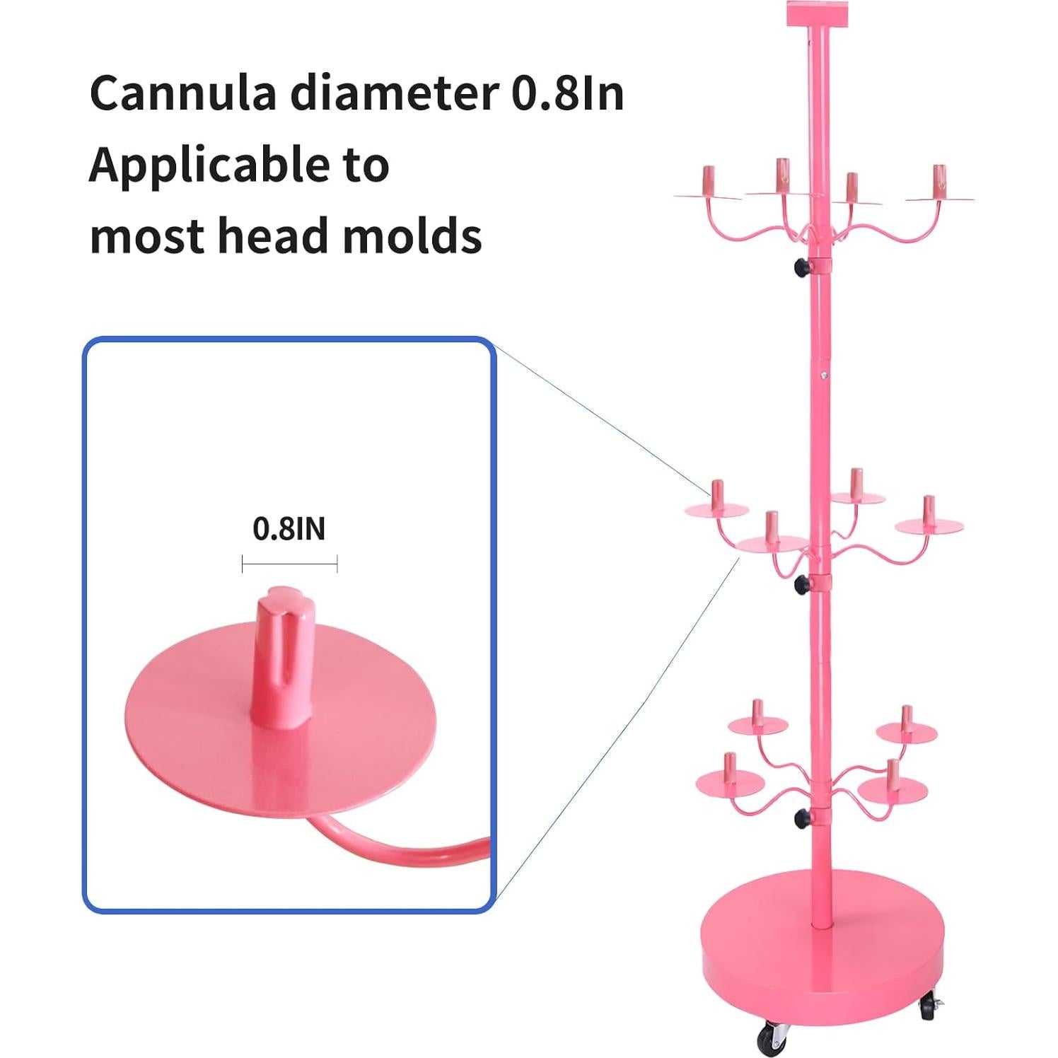 Soporte para Pelucas Lhysn WIG12 - Organizador 12 Cabezas Rosa