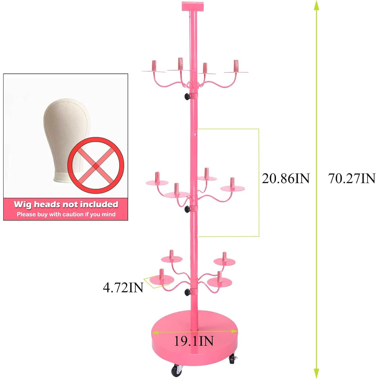 Soporte para Pelucas Lhysn WIG12 - Organizador 12 Cabezas Rosa