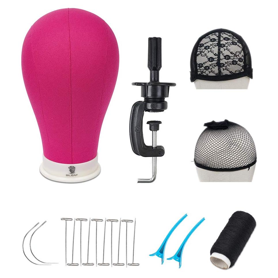 Cabeza de Maniquí de Lienzo Rosa 22" con Soporte Bileaf