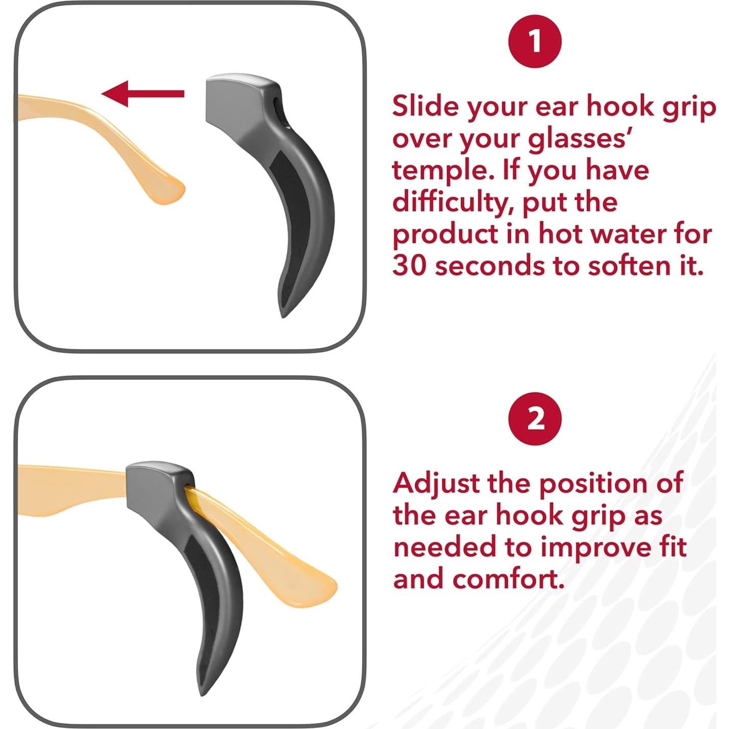 Setex Agarraderas para Gafas de Seguridad y Deportivas - 2 Pares Negros