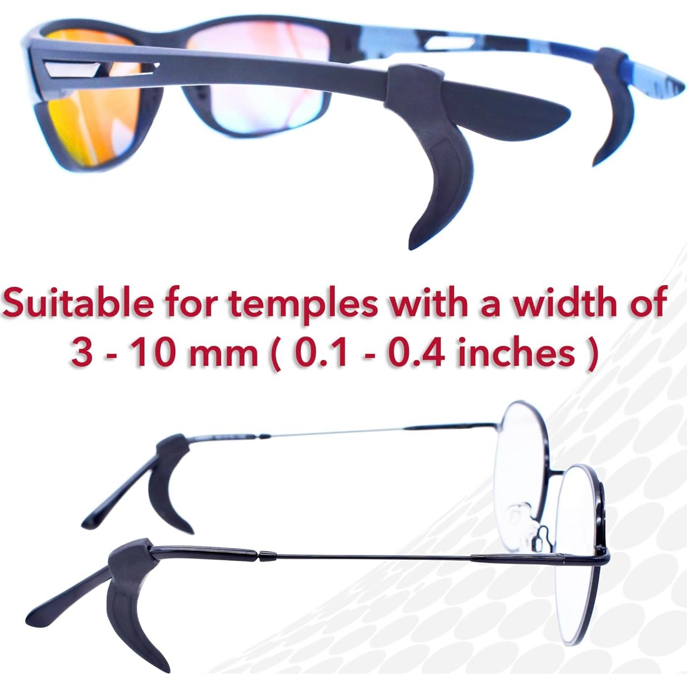 Setex Agarraderas para Gafas de Seguridad y Deportivas - 2 Pares Negros